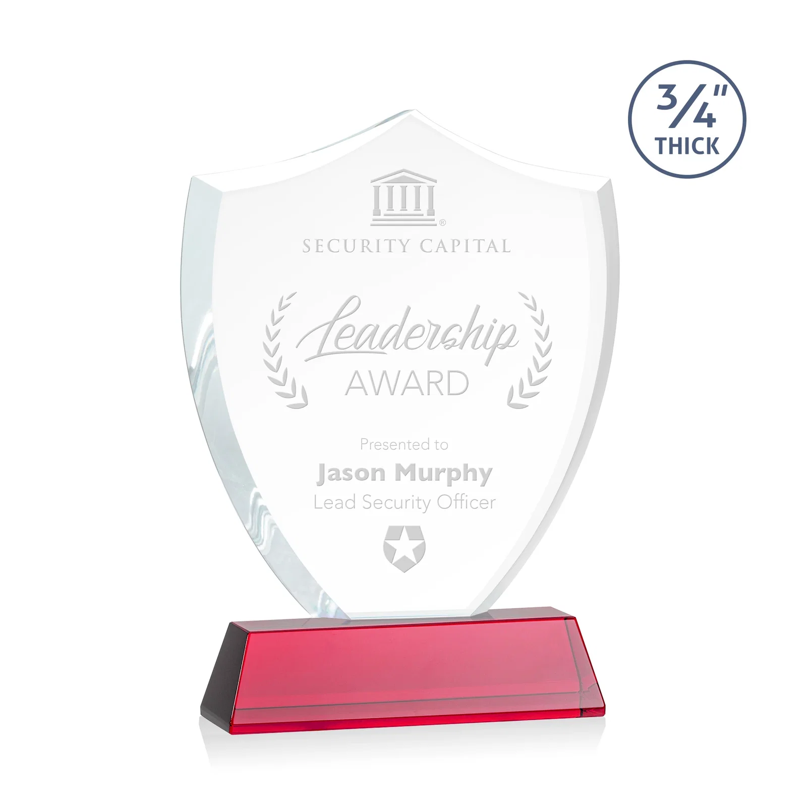 Personalized Starfire Crystal Shield Award With Prismatic Color Option, awards for company anniversary events