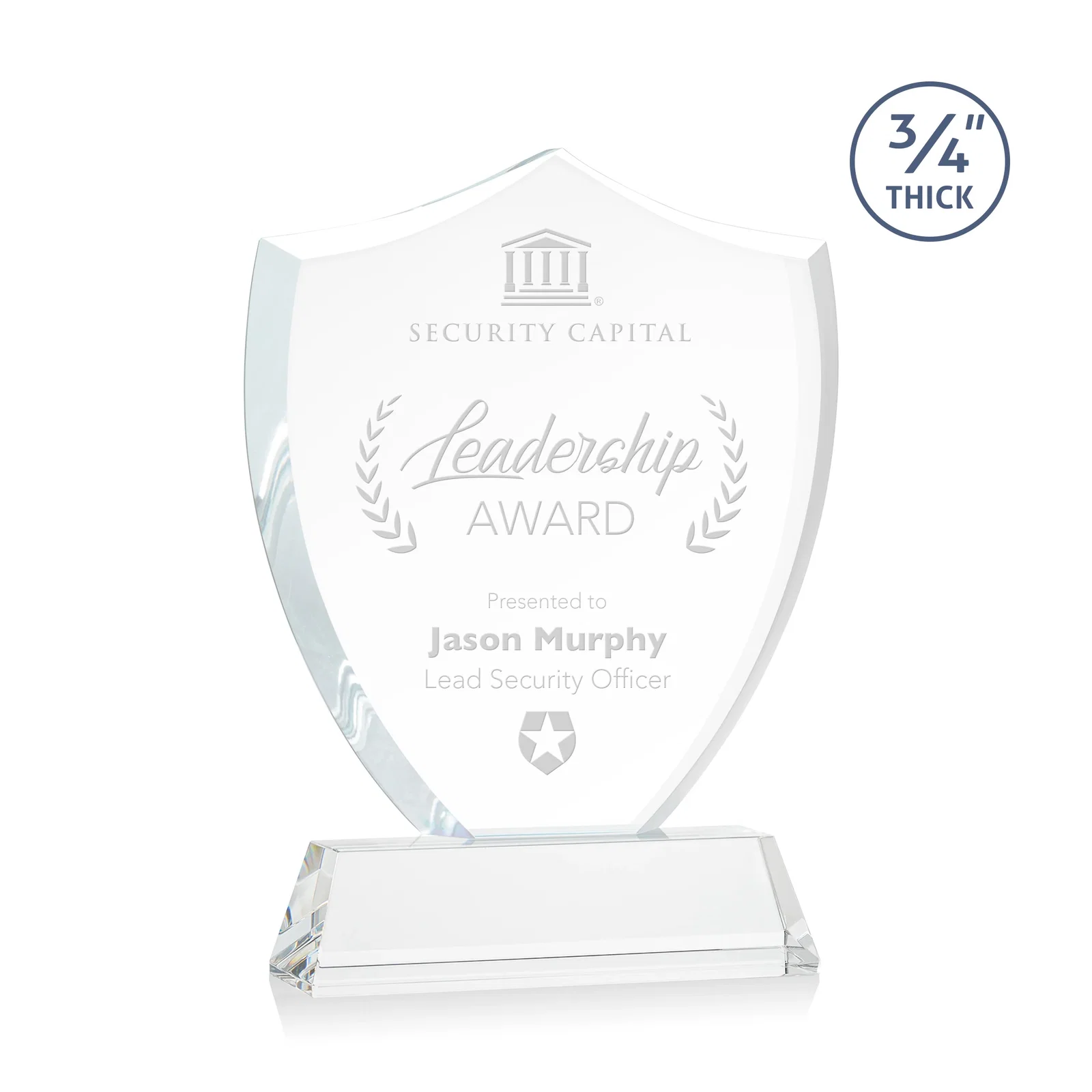 Custom Starfire Crystal Shield Award With Prismatic Color Option, awards for service anniversary gifts
