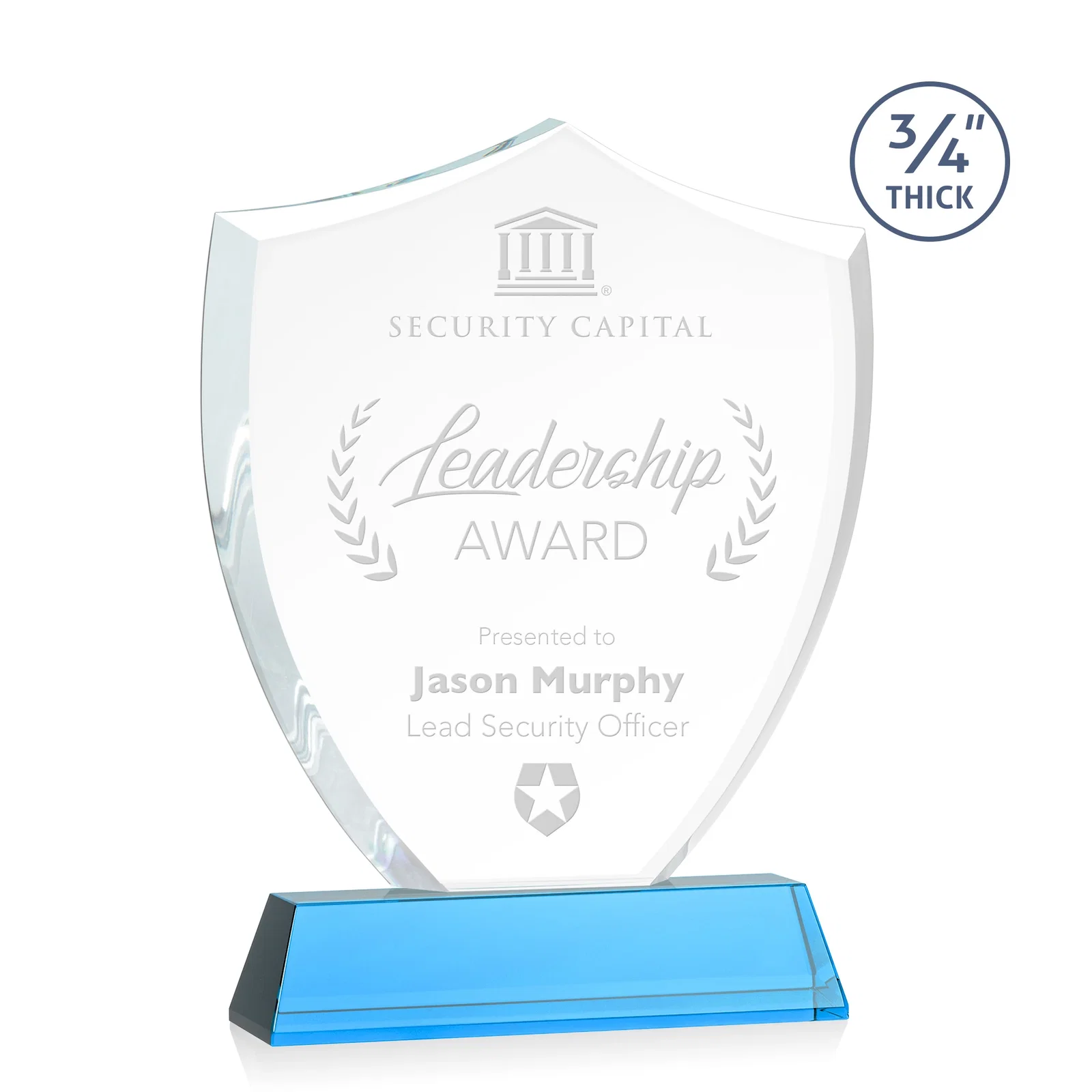 Promotional Starfire Crystal Shield Award With Prismatic Color Option, awards for retirement presentations