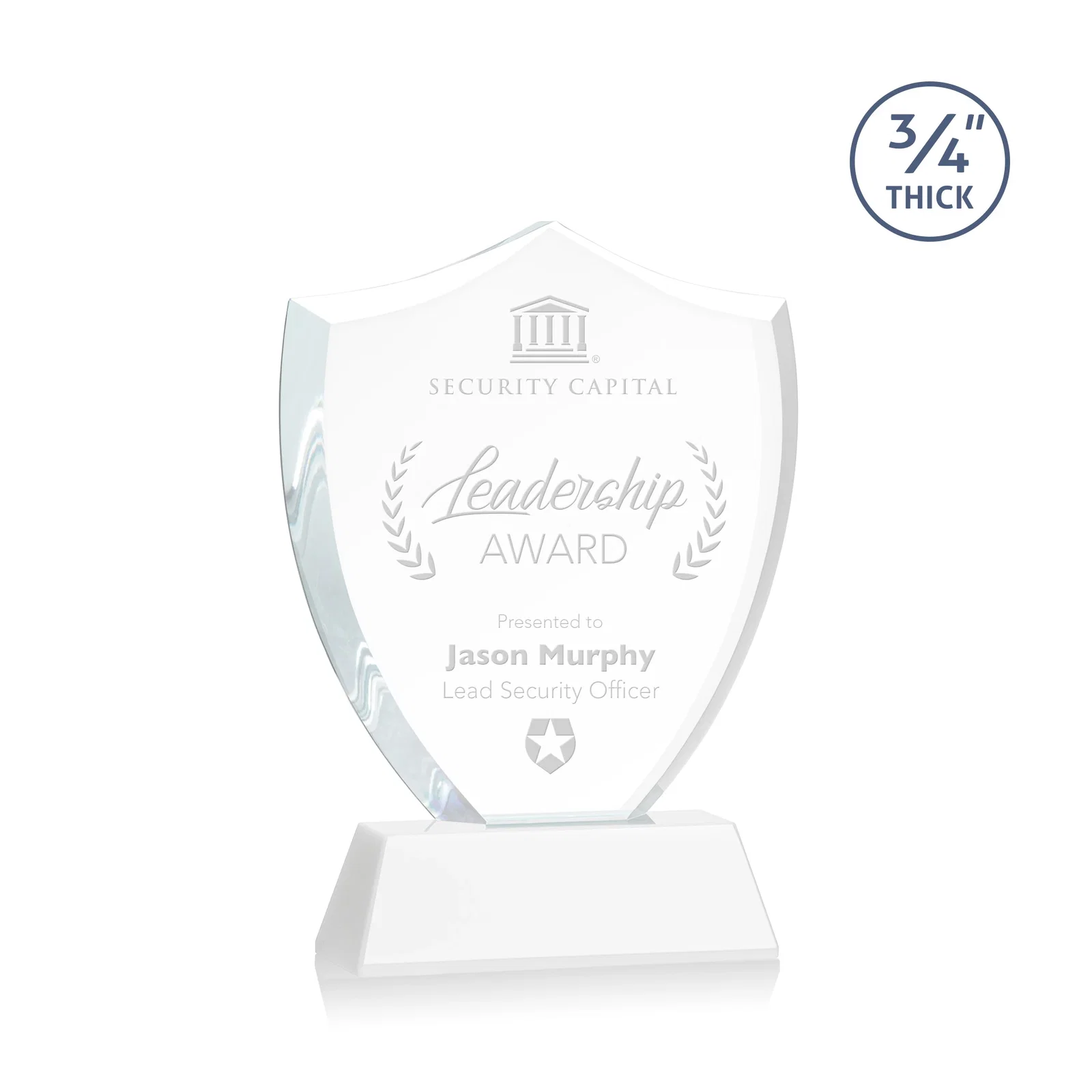 Promotional Starfire Crystal Shield Award With Prismatic Color Option, awards for donor appreciation