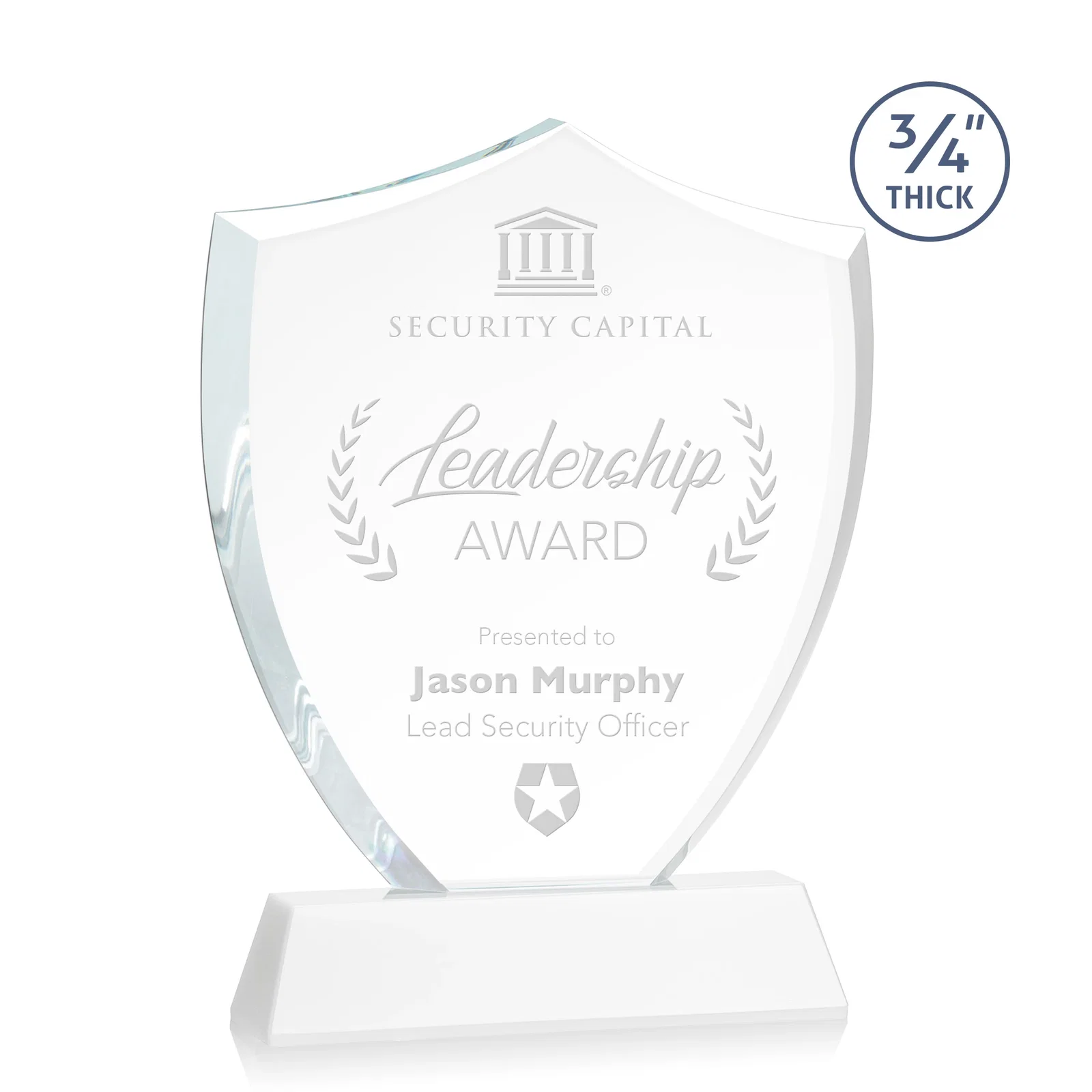 Promotional Starfire Crystal Shield Award With Prismatic Color Option, awards for safety achievement programs