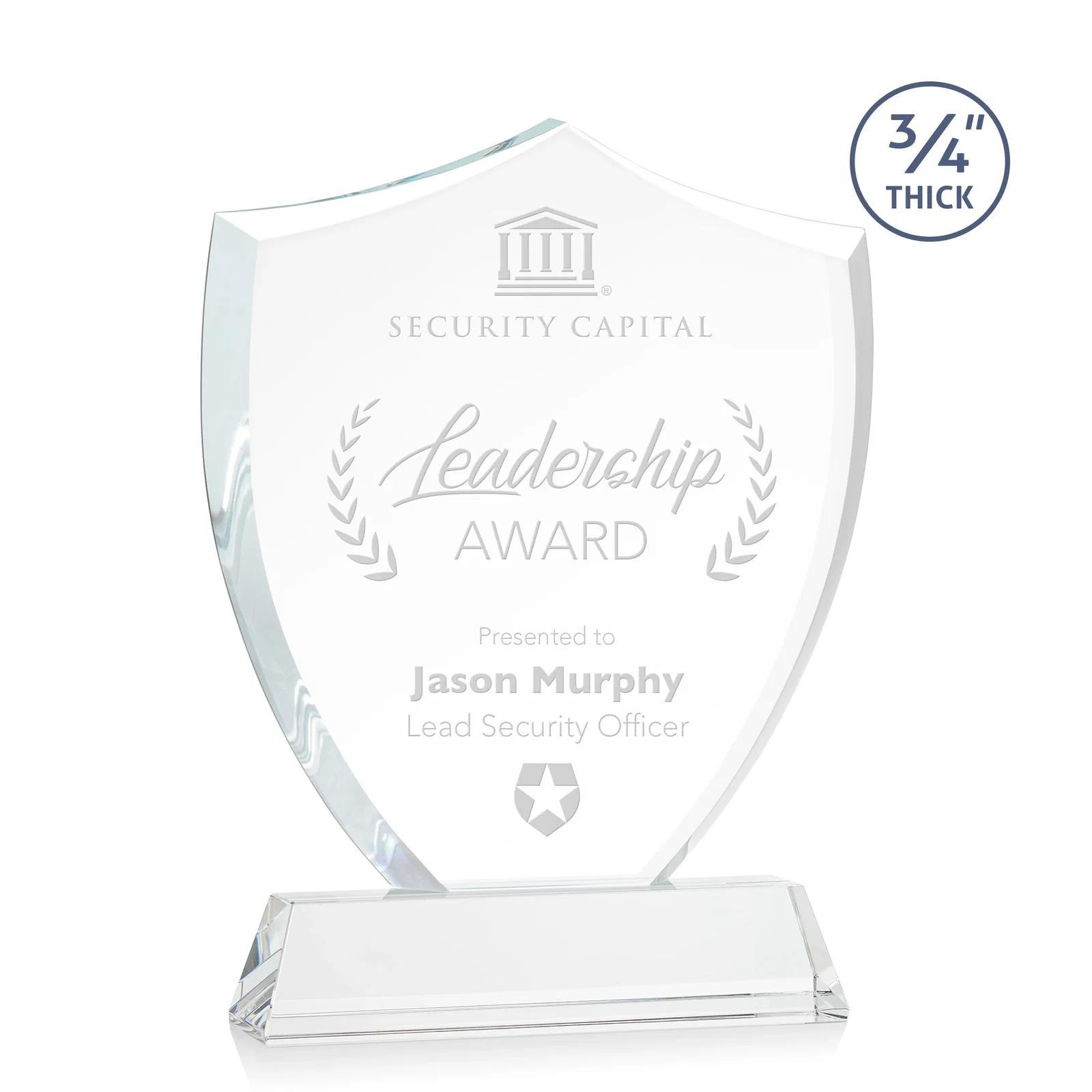 Custom Starfire Crystal Shield Award With Prismatic Color Option, awards for sales achievement awards