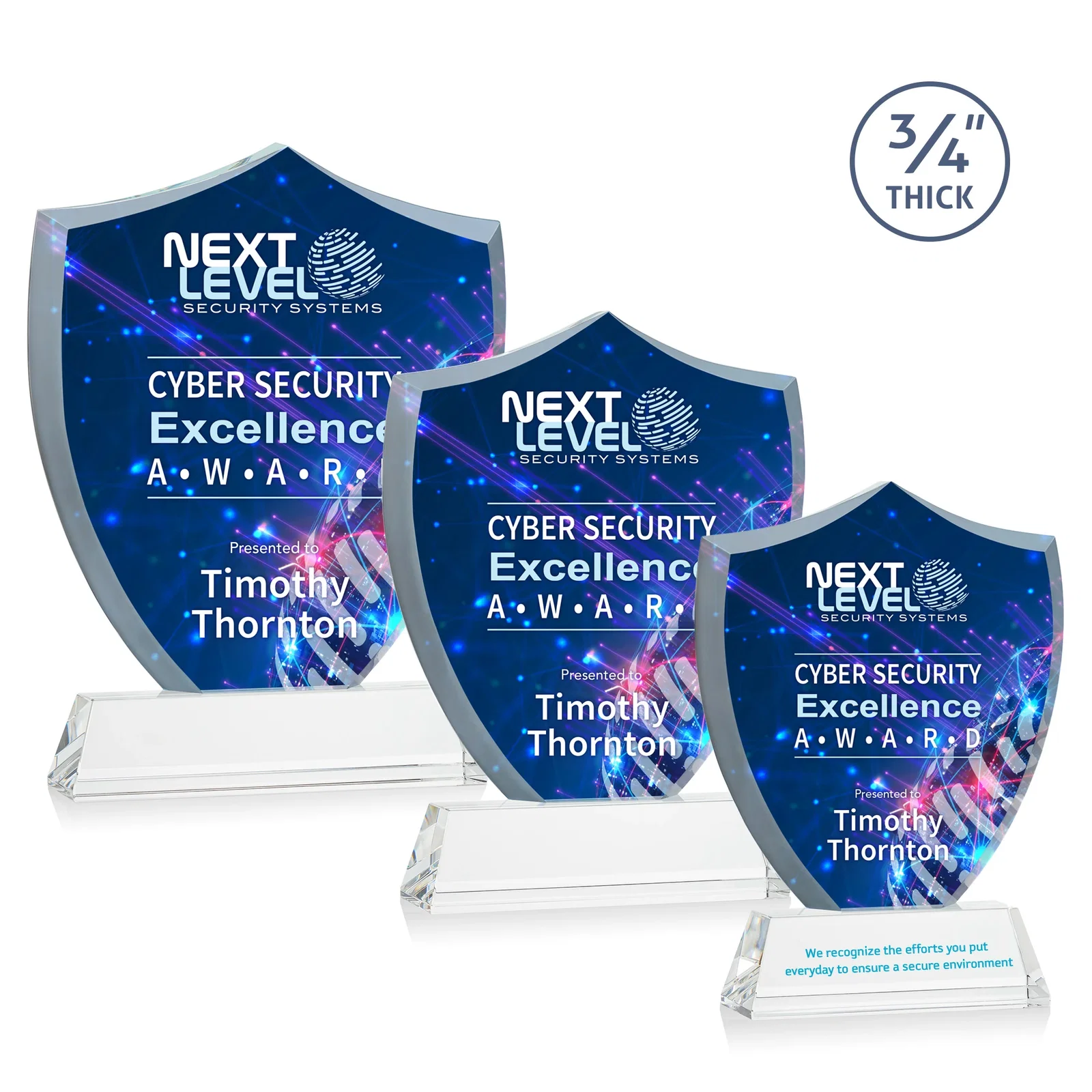 Promotional Starfire Crystal Shield Award With Prismatic Color Option, awards for volunteer appreciation