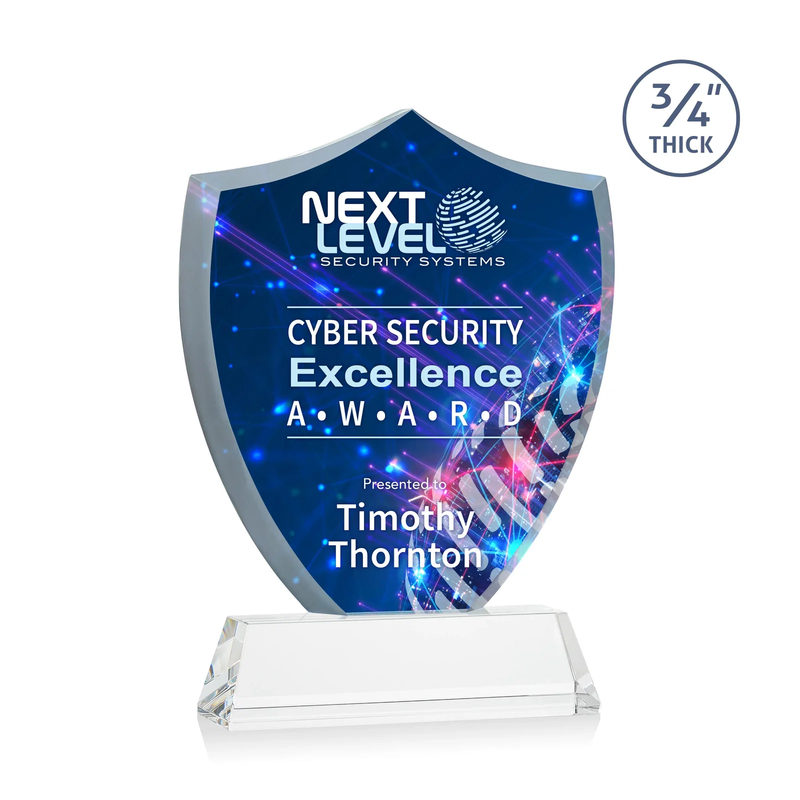 Promotional Starfire Crystal Shield Award With Prismatic Color Option, awards for company anniversary events
