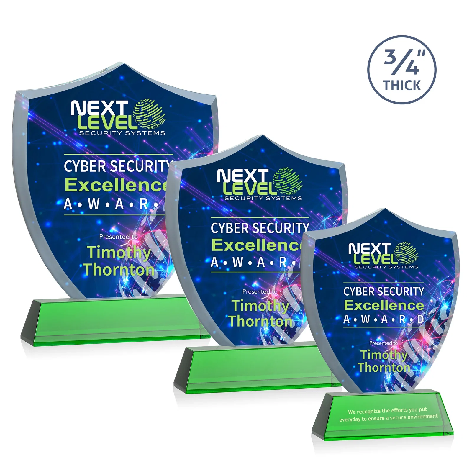 Branded Starfire Crystal Shield Award With Prismatic Color Option, awards for team milestone celebrations