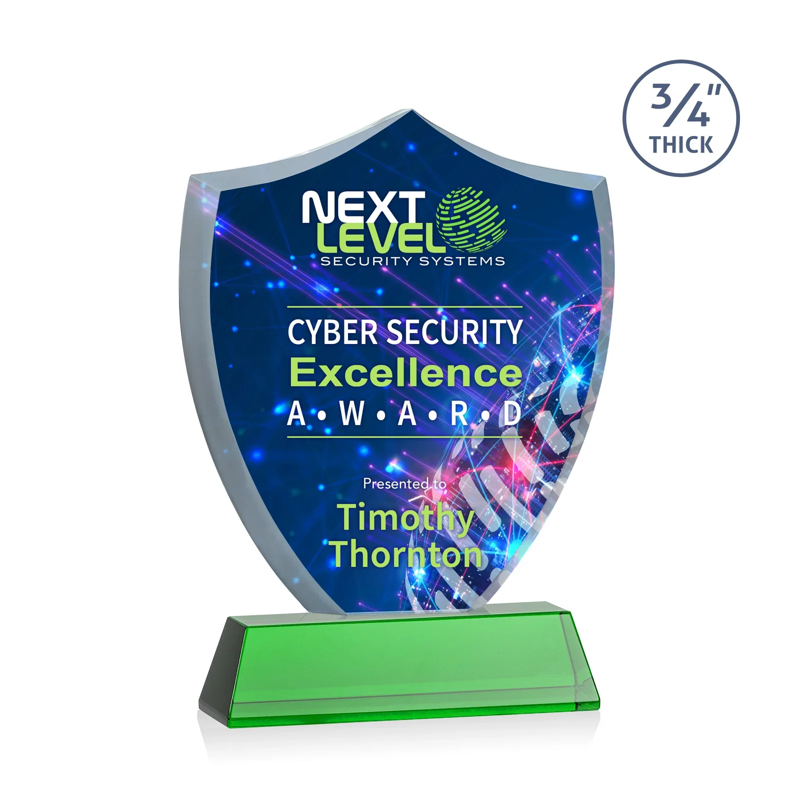 Branded Starfire Crystal Shield Award With Prismatic Color Option, awards for graduation ceremonies