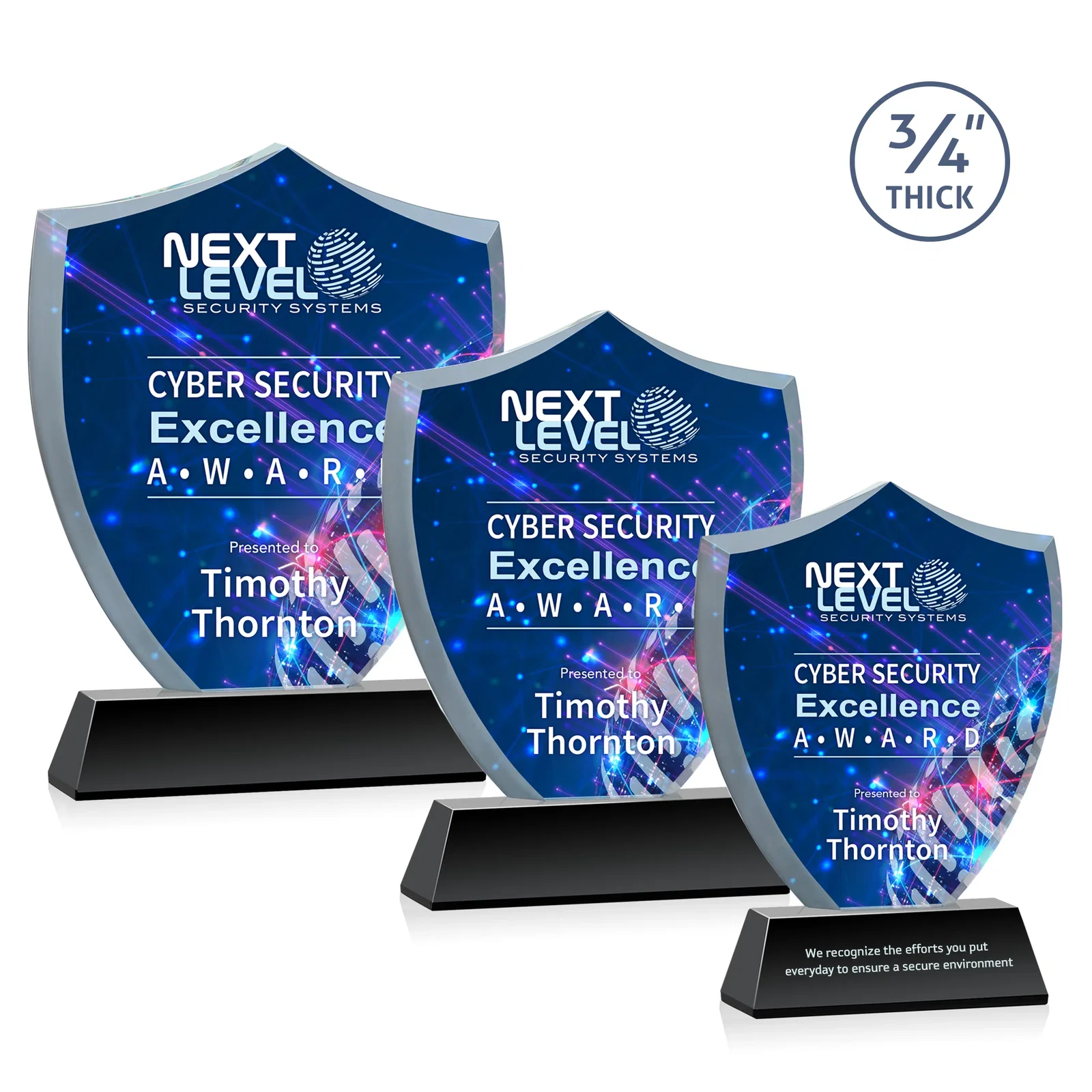 Branded Starfire Crystal Shield Award With Prismatic Color Option, awards for volunteer appreciation