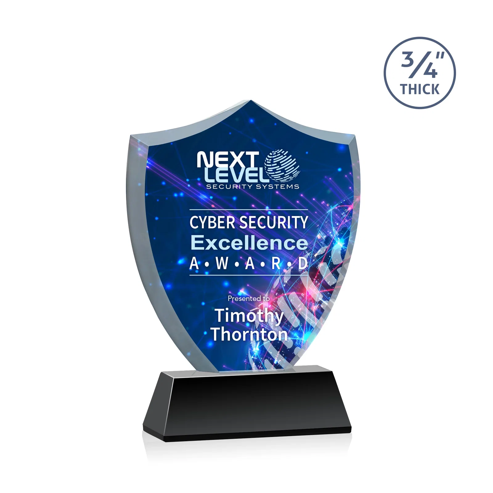 Branded Starfire Crystal Shield Award With Prismatic Color Option, awards for dealer and partner awards
