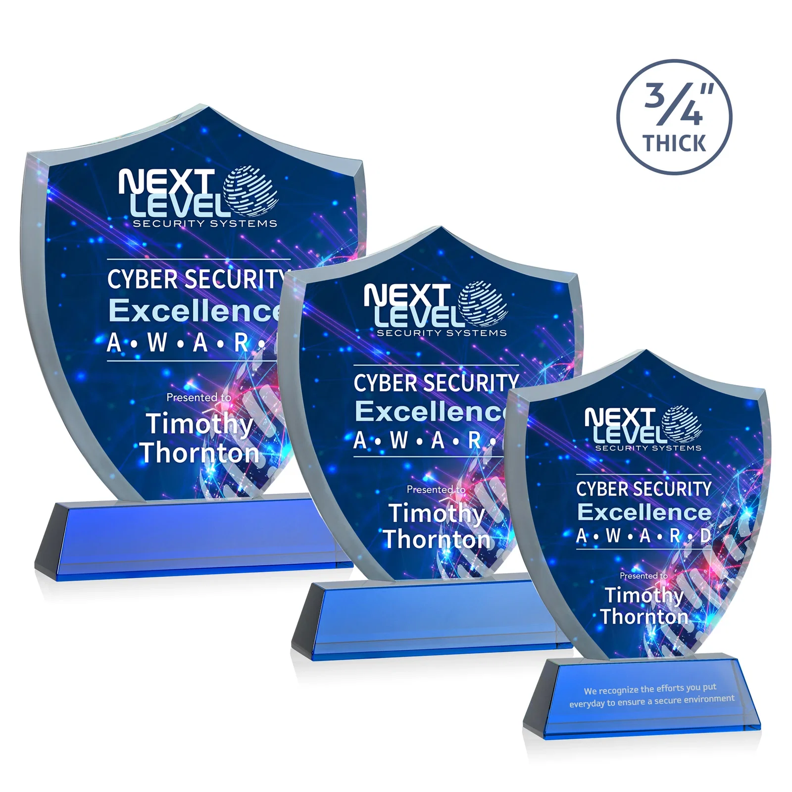 Custom printed Starfire Crystal Shield Award With Prismatic Color Option, awards for corporate award ceremonies