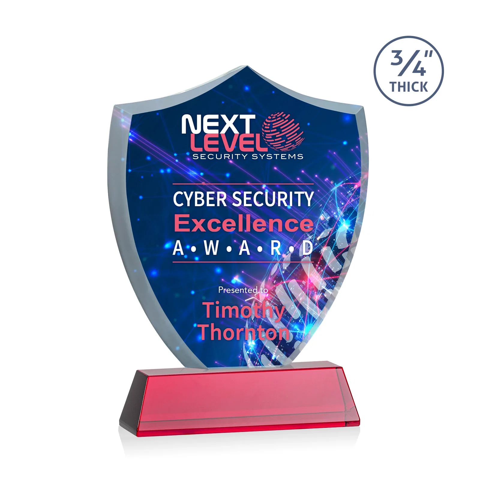 Custom printed Starfire Crystal Shield Award With Prismatic Color Option, awards for graduation ceremonies