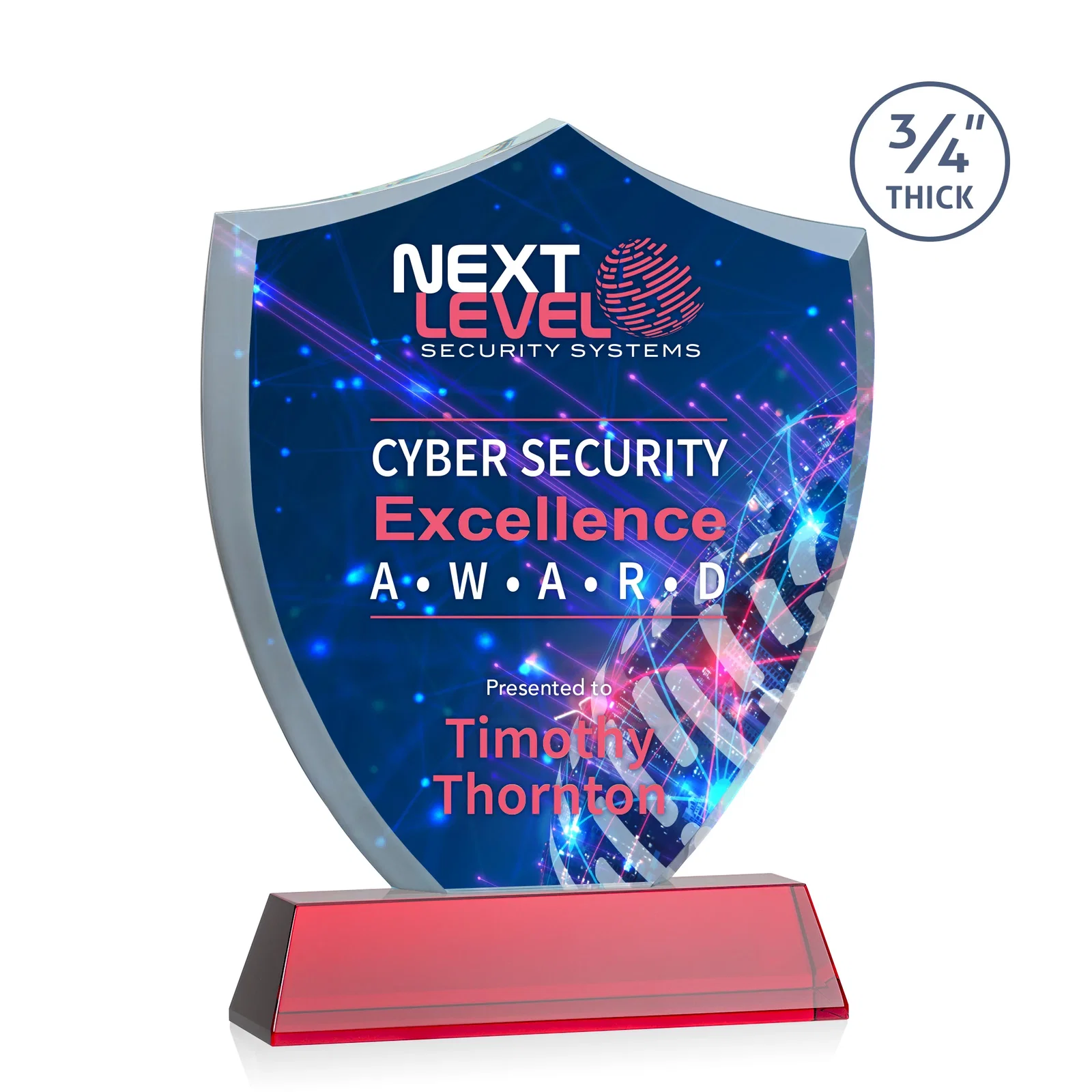 Custom printed Starfire Crystal Shield Award With Prismatic Color Option, awards for safety achievement programs
