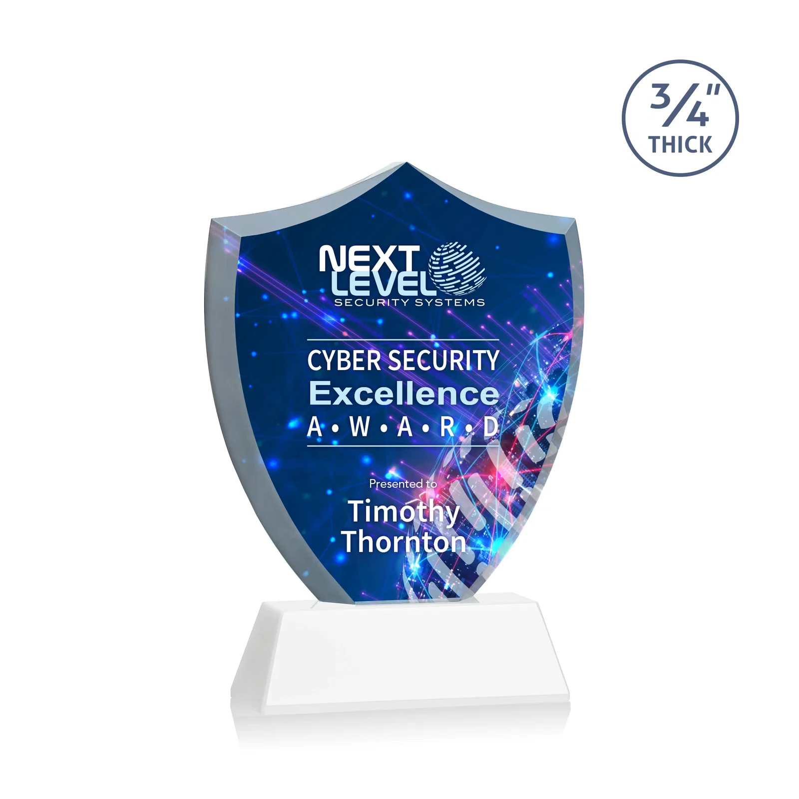 Customized Starfire Crystal Shield Award With Prismatic Color Option, awards for service anniversary gifts