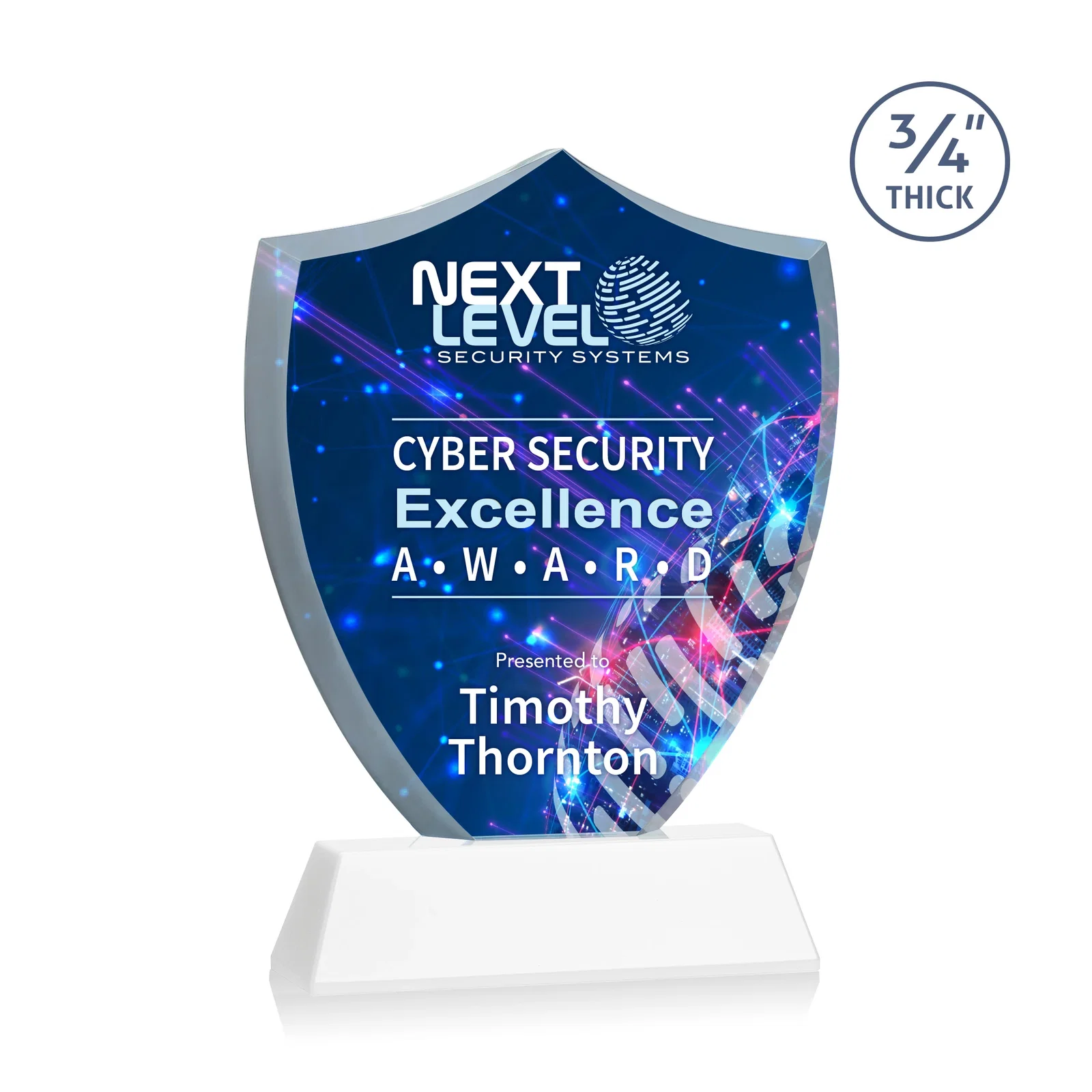 Customized Starfire Crystal Shield Award With Prismatic Color Option, awards for sales achievement awards
