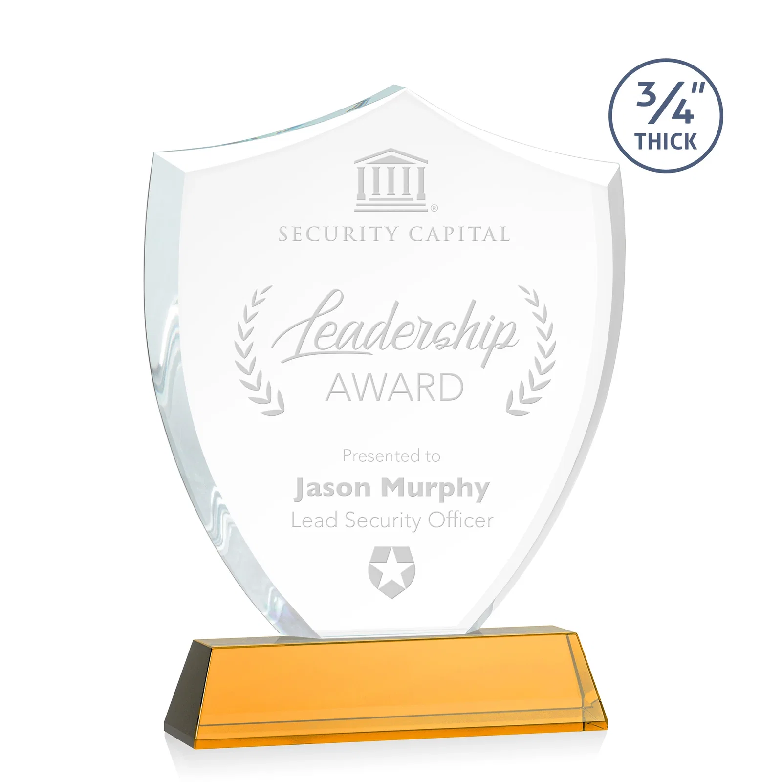 Custom Starfire Crystal Shield Award With Prismatic Color Option, awards for safety achievement programs