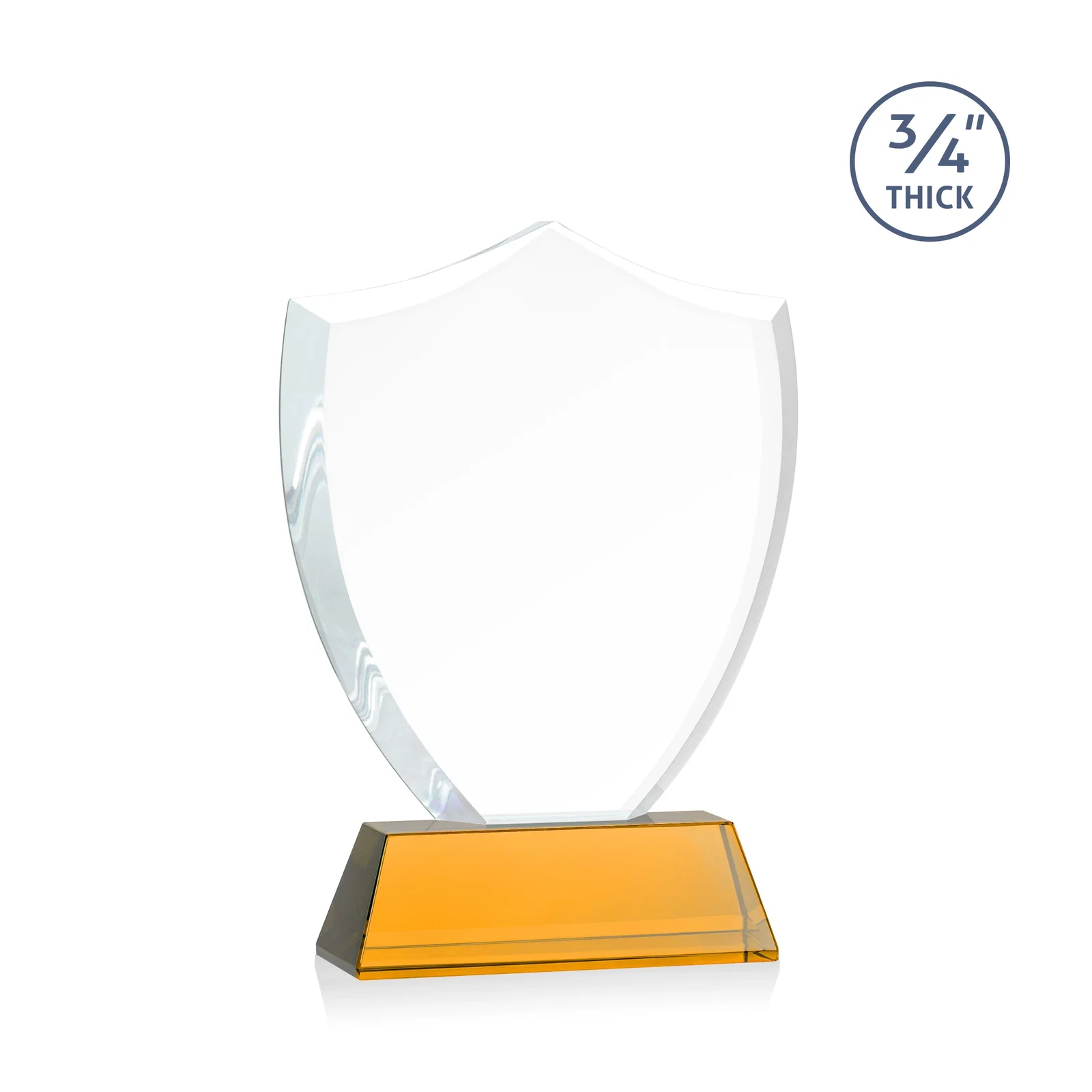 Custom engraved Starfire Crystal Shield Award With Prismatic Color Option, awards for retirement presentations