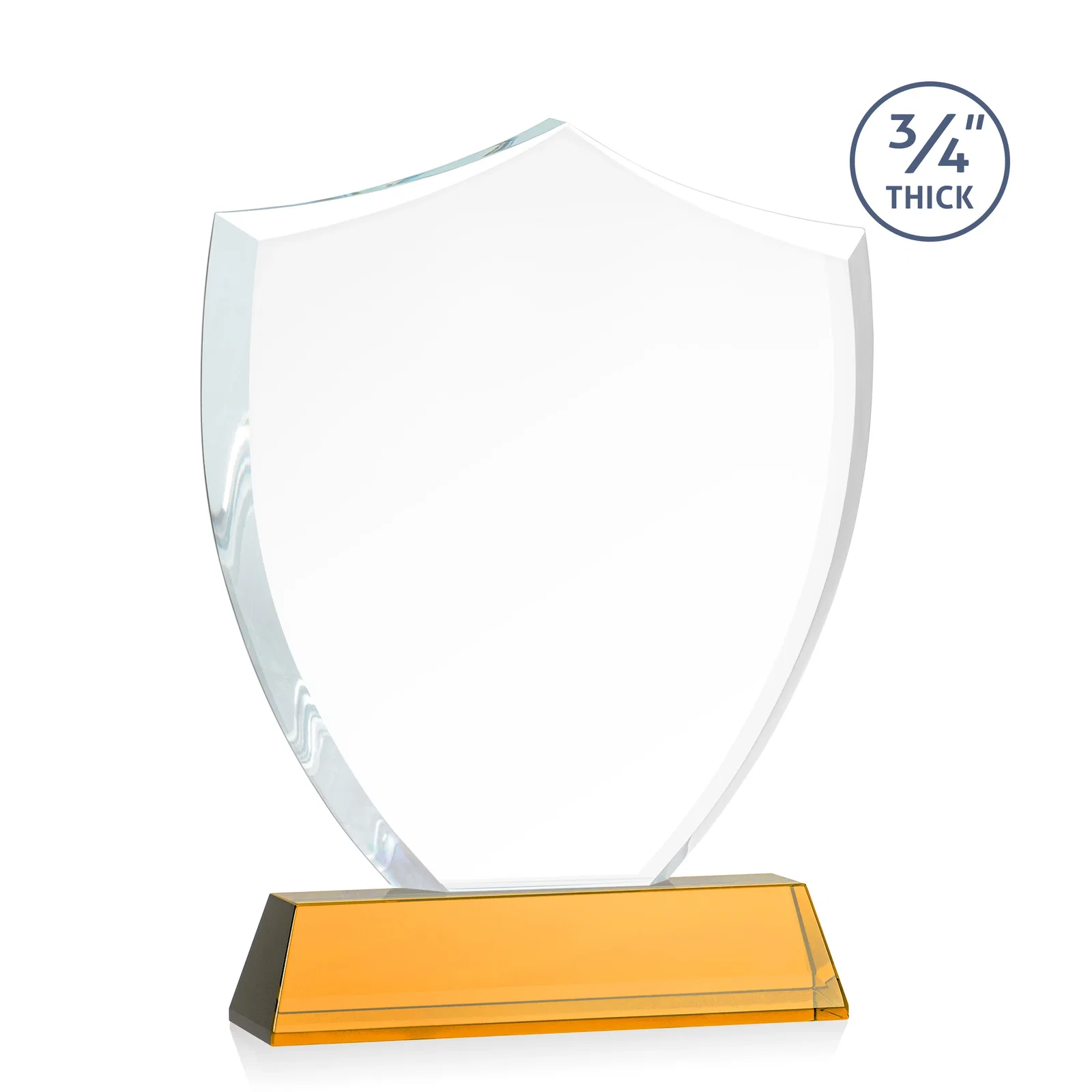 Custom engraved Starfire Crystal Shield Award With Prismatic Color Option, awards for donor appreciation