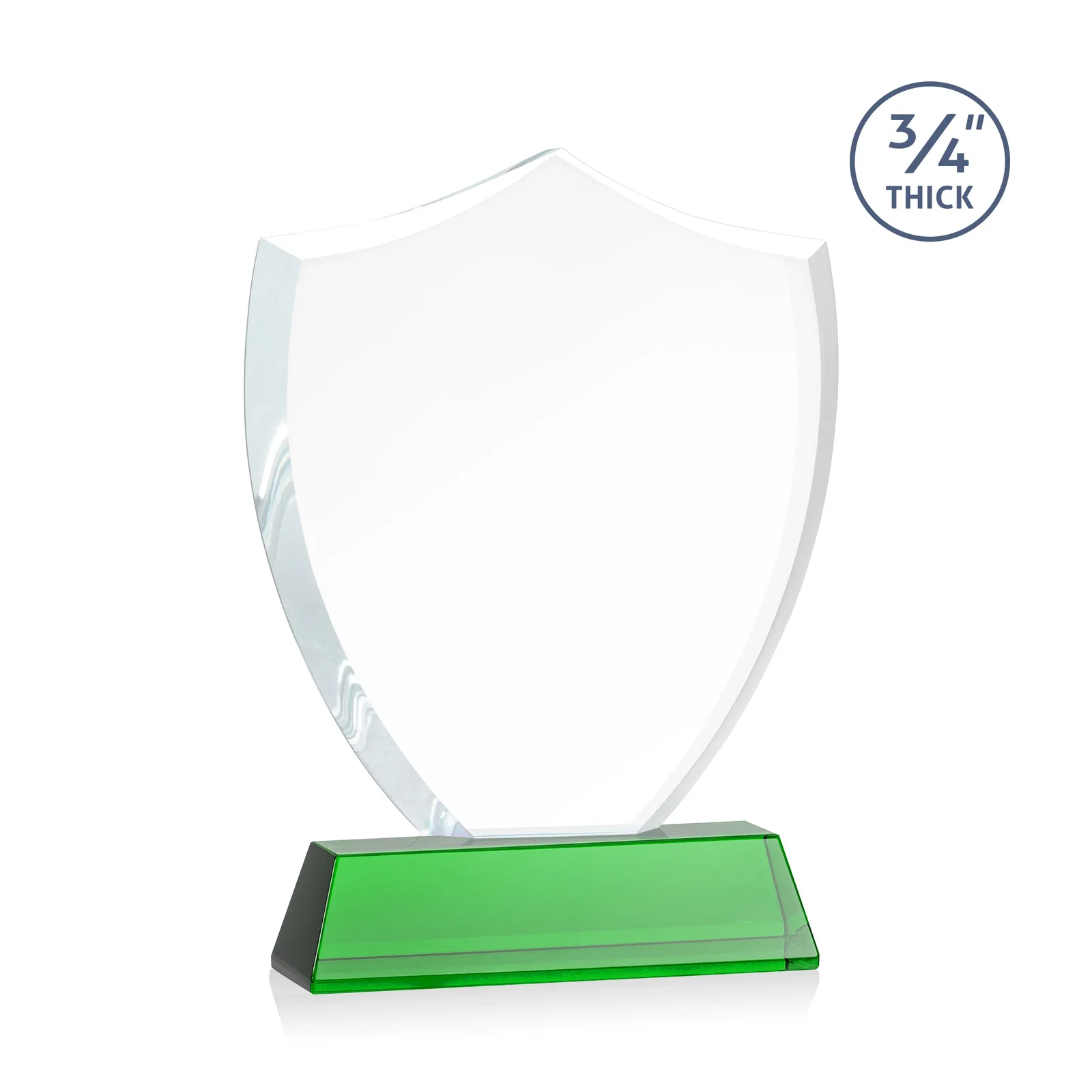 Custom engraved Starfire Crystal Shield Award With Prismatic Color Option, awards for safety achievement programs