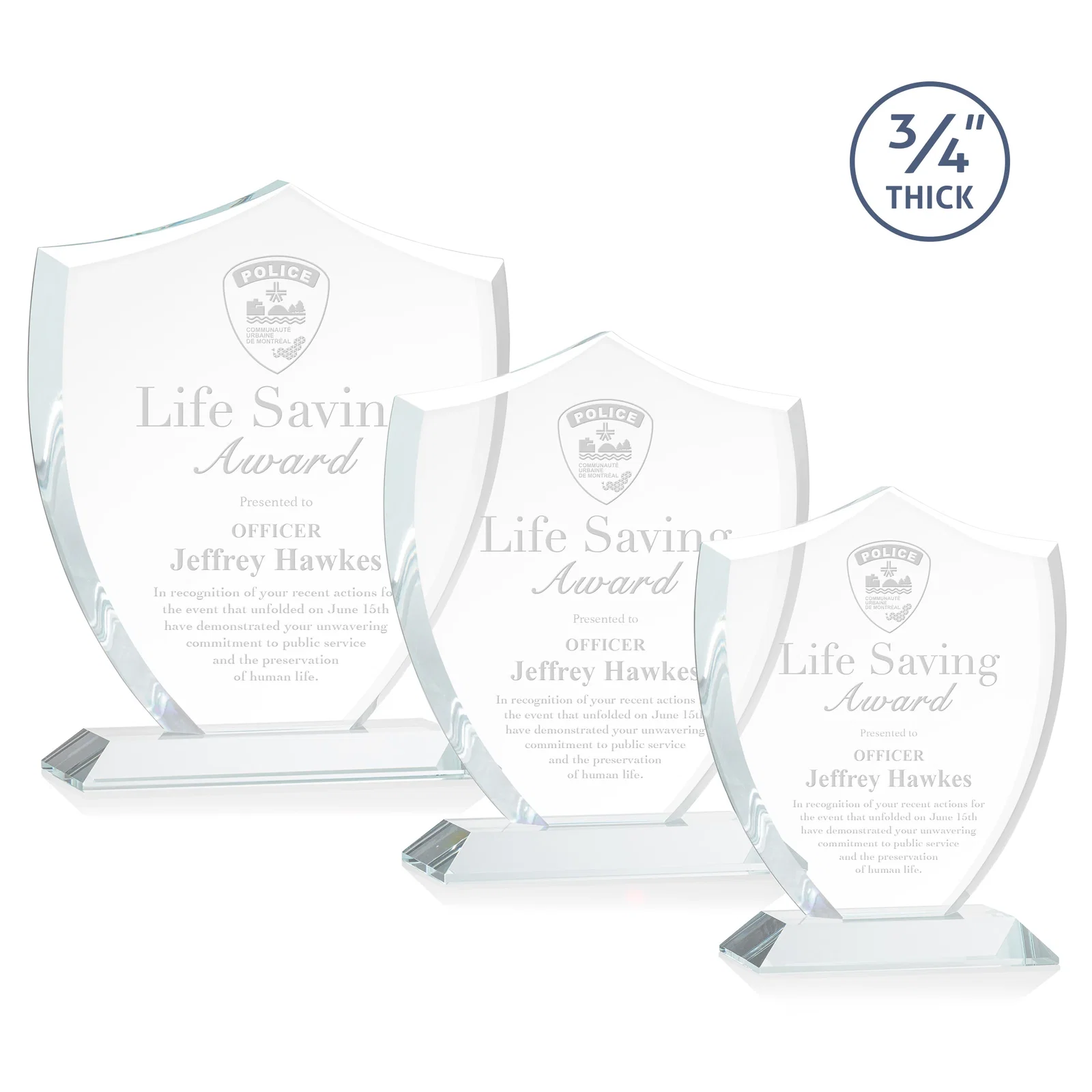 Custom Starfire Crystal Shield Award on Mitered Base, wood awards for employee recognition
