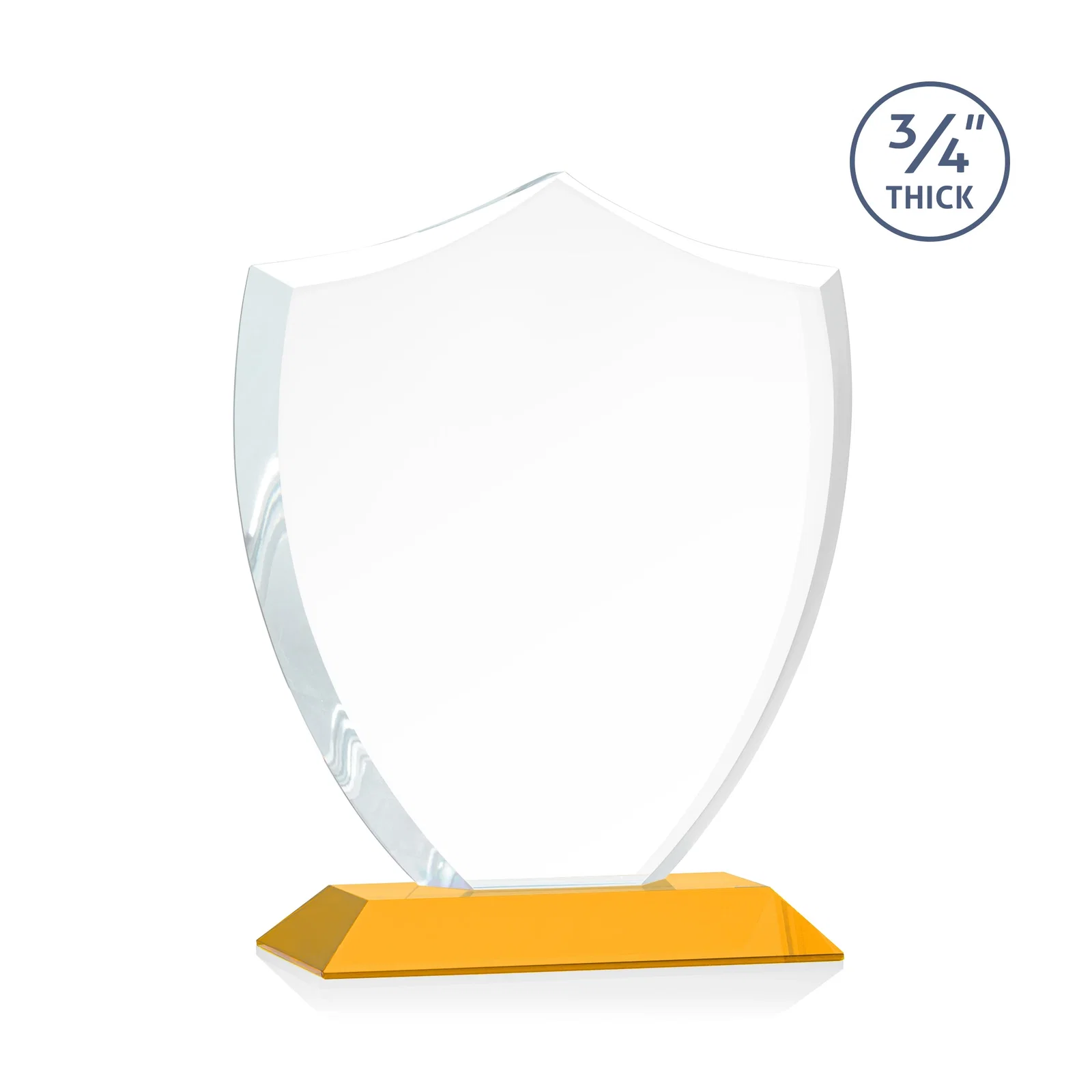 Custom Starfire Crystal Shield Award on Mitered Base, wood awards, with your logo for volunteer appreciation