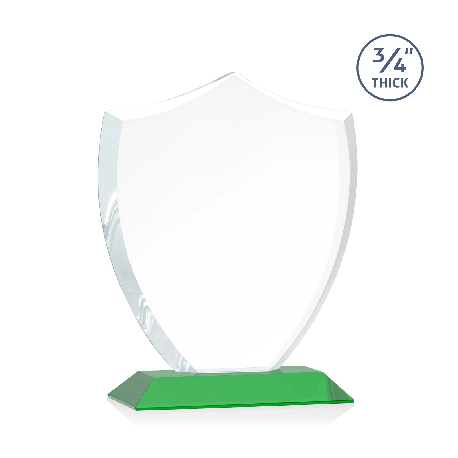 Personalized Starfire Crystal Shield Award on Mitered Base, wood awards, with your logo for employee recognition