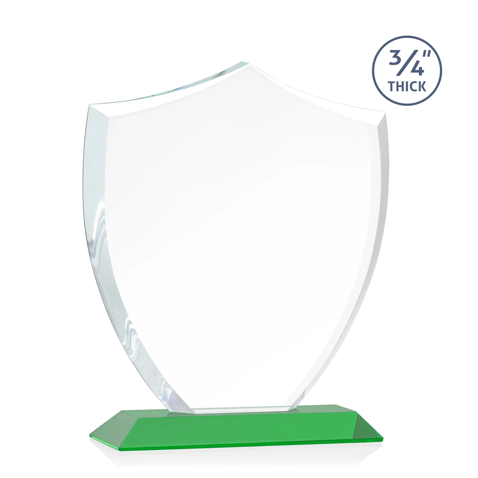 Personalized Starfire Crystal Shield Award on Mitered Base, wood awards, with your logo for corporate award ceremonies