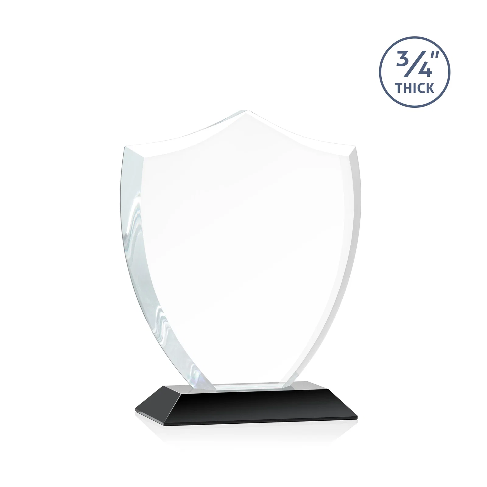 Personalized Starfire Crystal Shield Award on Mitered Base, wood awards, with your logo for service anniversary gifts