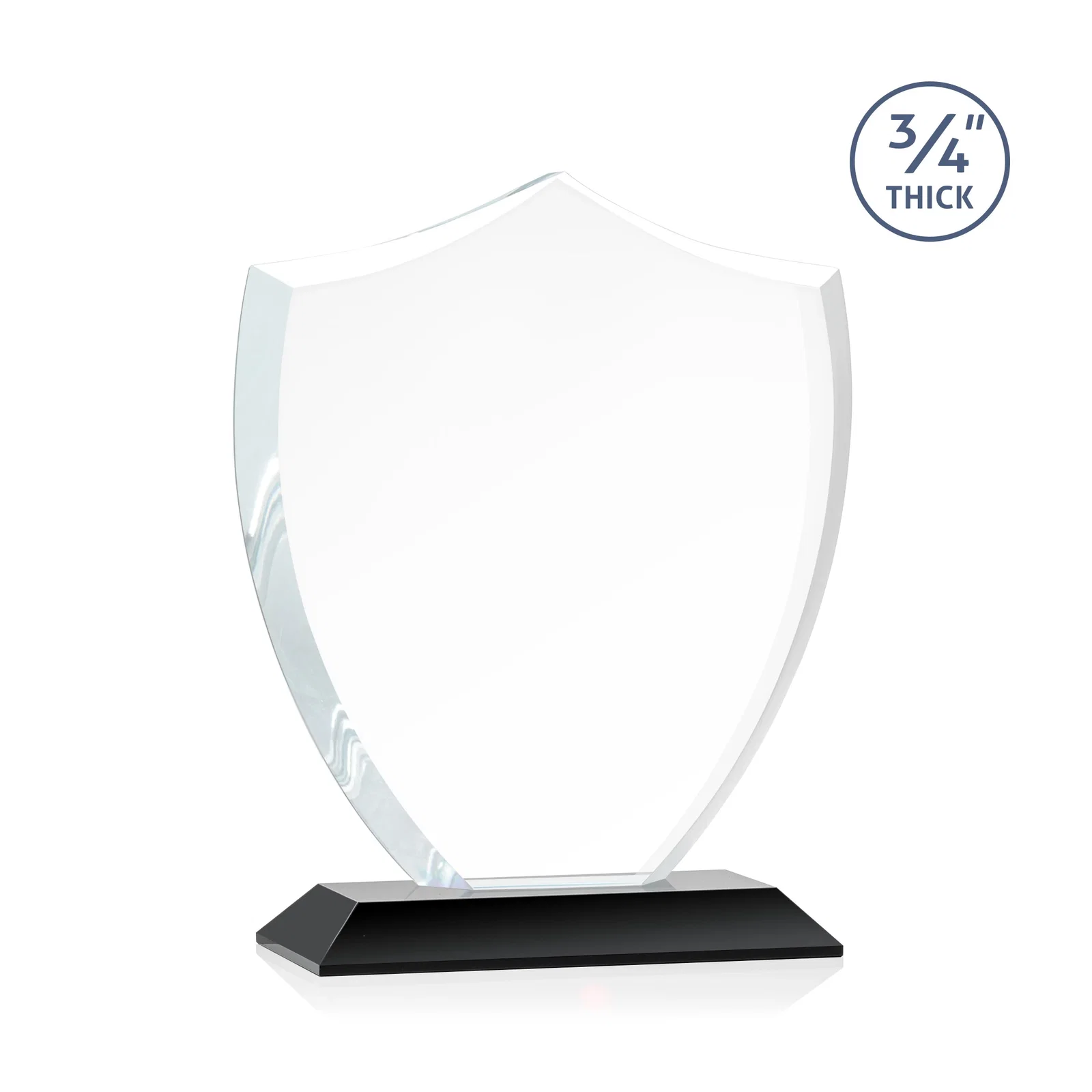 Personalized Starfire Crystal Shield Award on Mitered Base, wood awards, with your logo for sales achievement awards