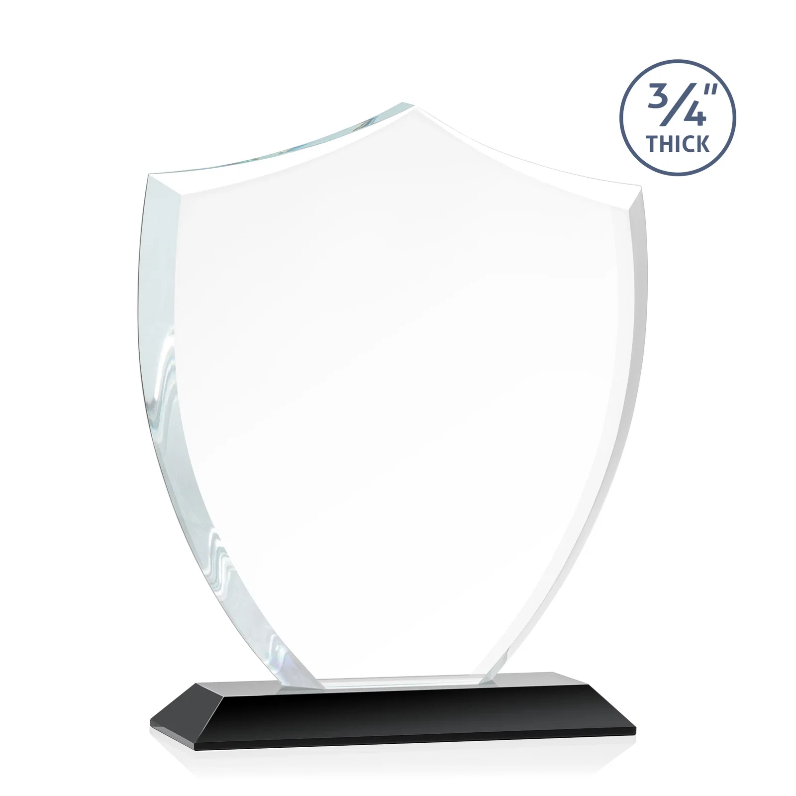 Personalized Starfire Crystal Shield Award on Mitered Base, wood awards, with your logo for retirement presentations