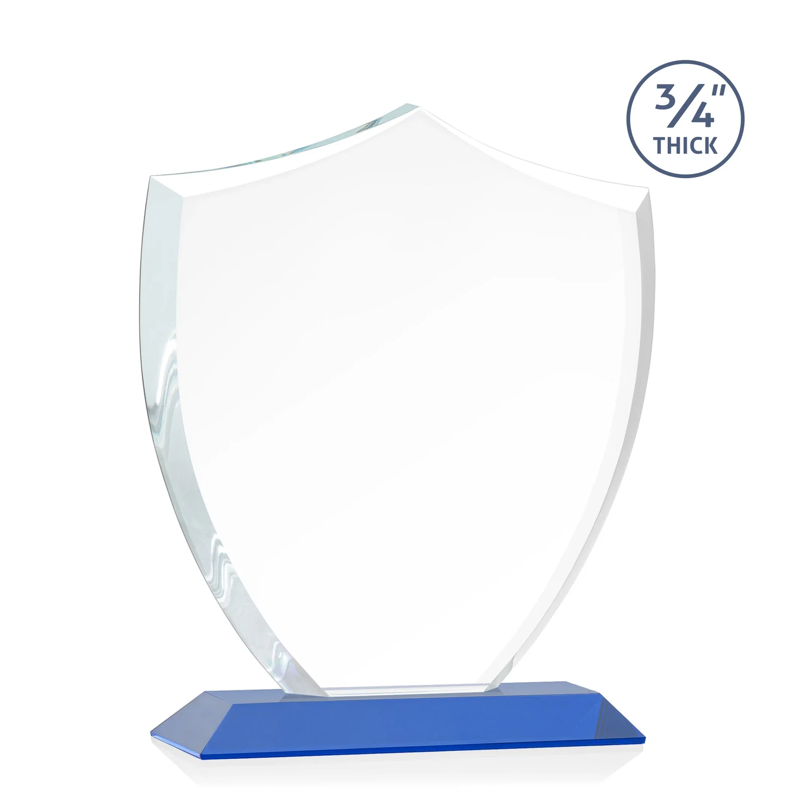 Personalized Starfire Crystal Shield Award on Mitered Base, wood awards, with your logo for graduation ceremonies