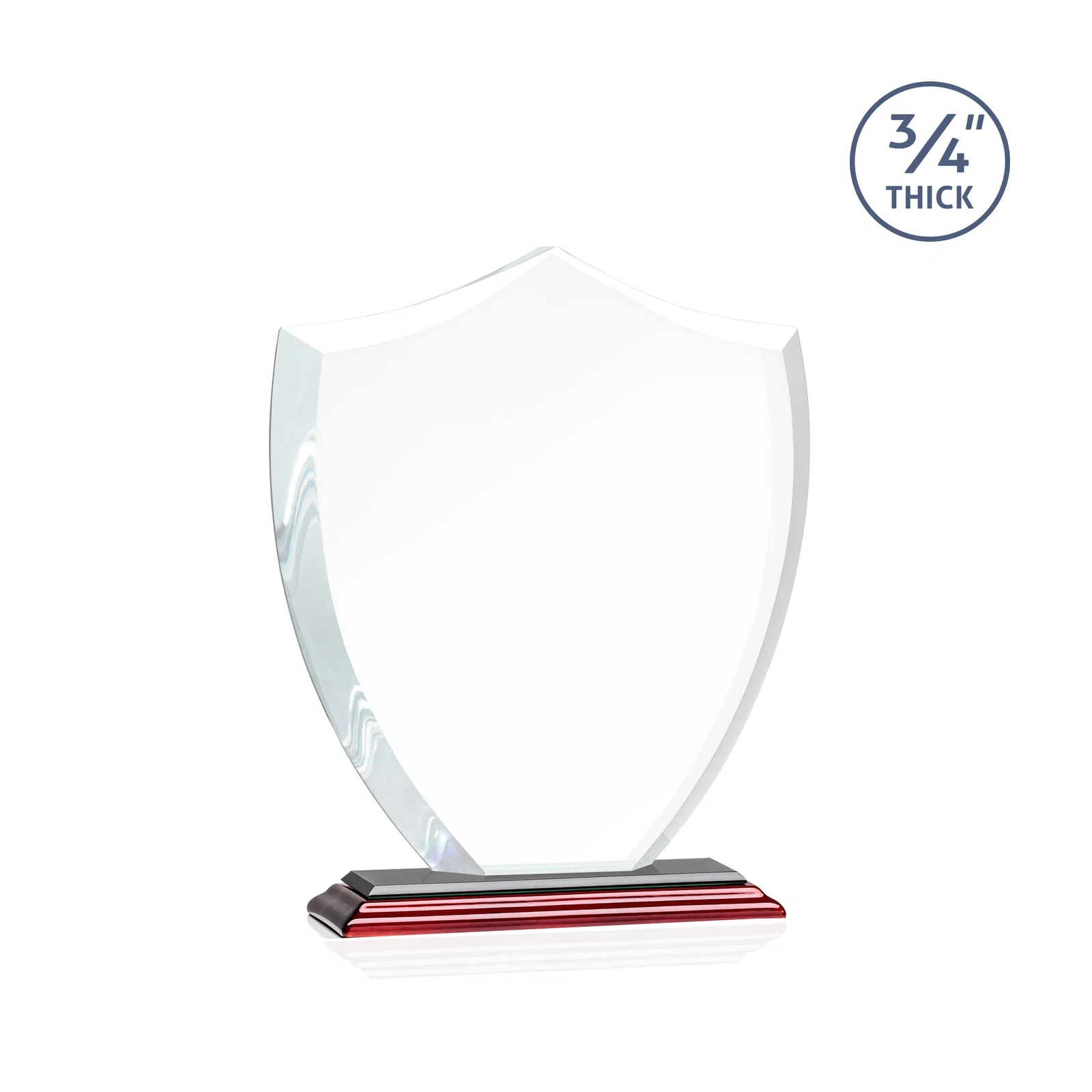 Personalized Starfire Crystal Shield Award on Mitered Base, wood awards, with your logo for safety achievement programs