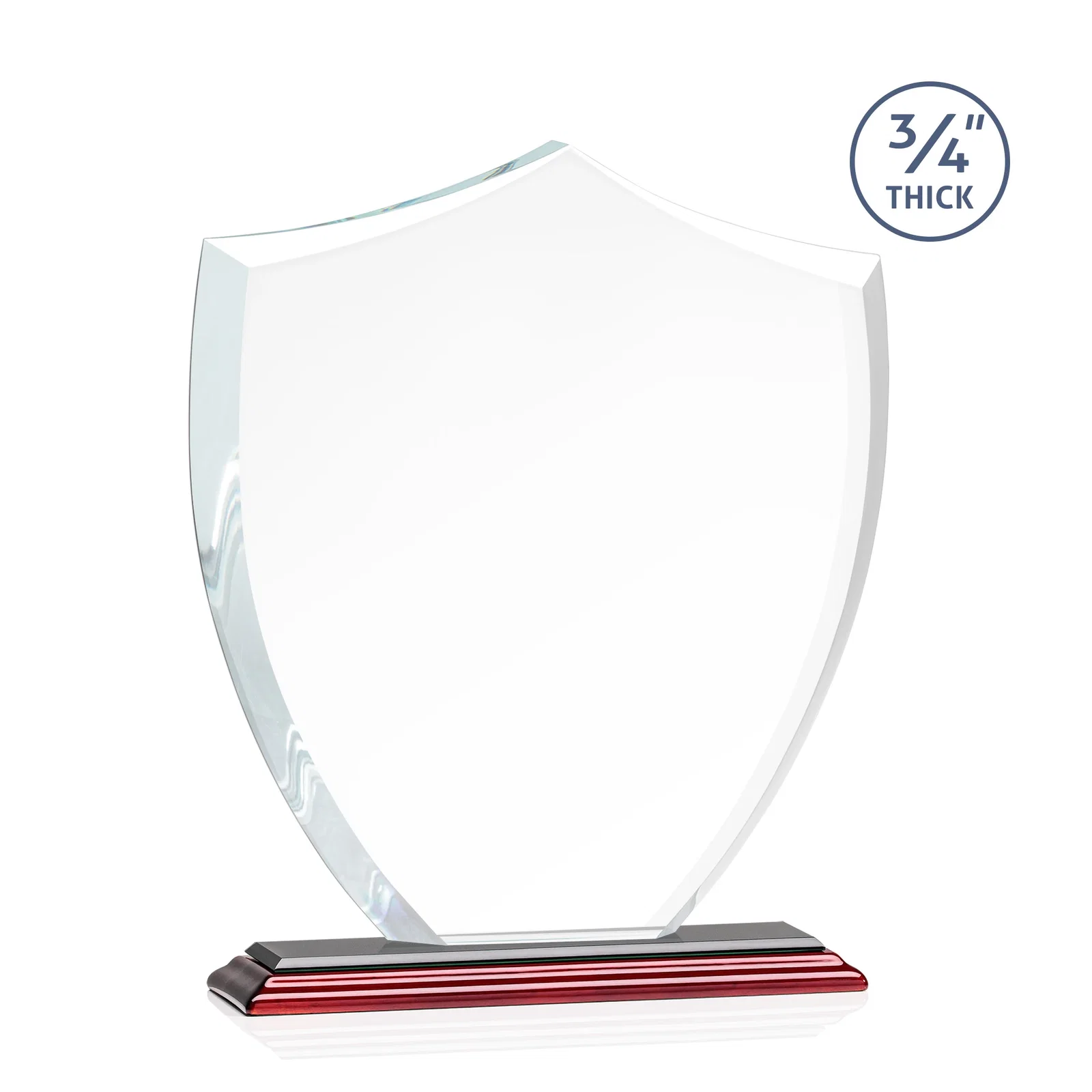 Personalized Starfire Crystal Shield Award on Mitered Base, wood awards, with your logo for dealer and partner awards