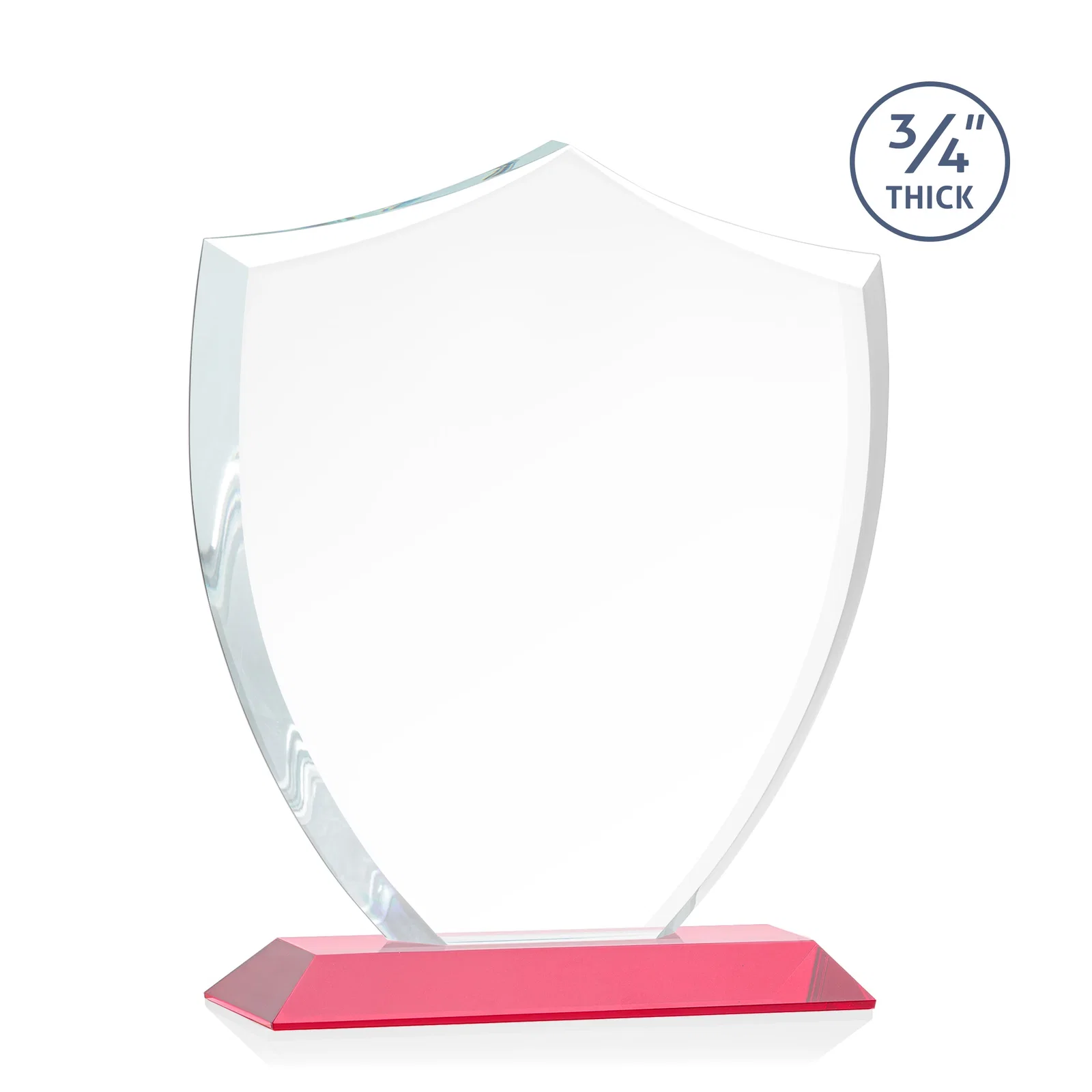 Promotional Starfire Crystal Shield Award on Mitered Base, wood awards, with your logo for corporate award ceremonies
