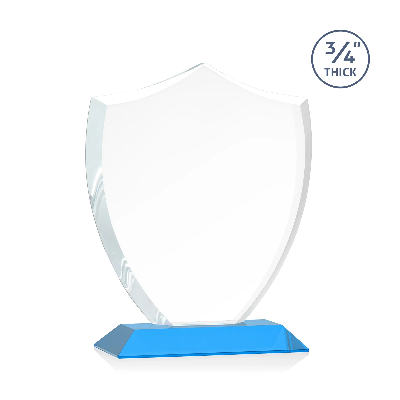Promotional Starfire Crystal Shield Award on Mitered Base, wood awards, with your logo for sales achievement awards
