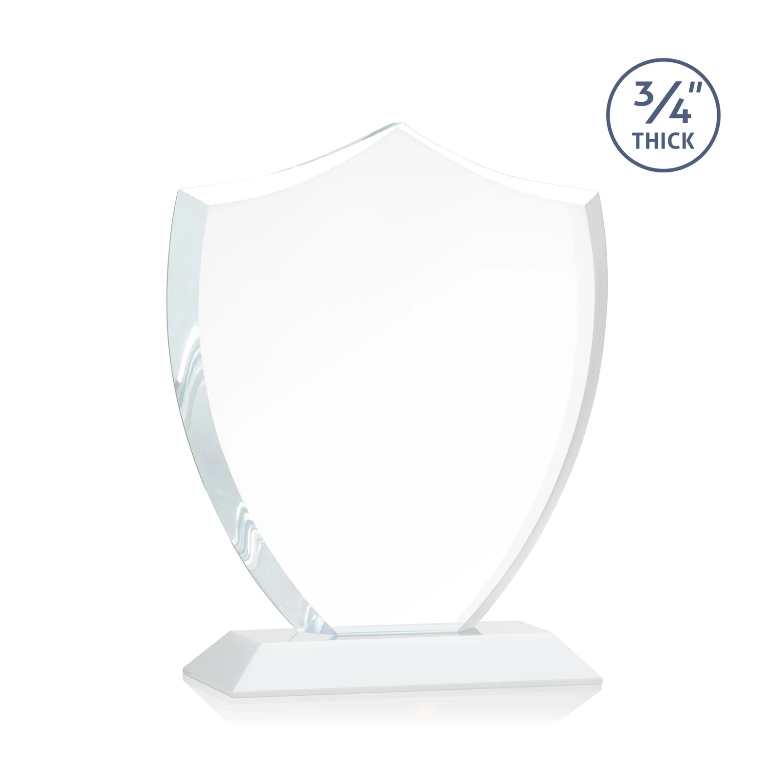 Promotional Starfire Crystal Shield Award on Mitered Base, wood awards, with your logo for donor appreciation