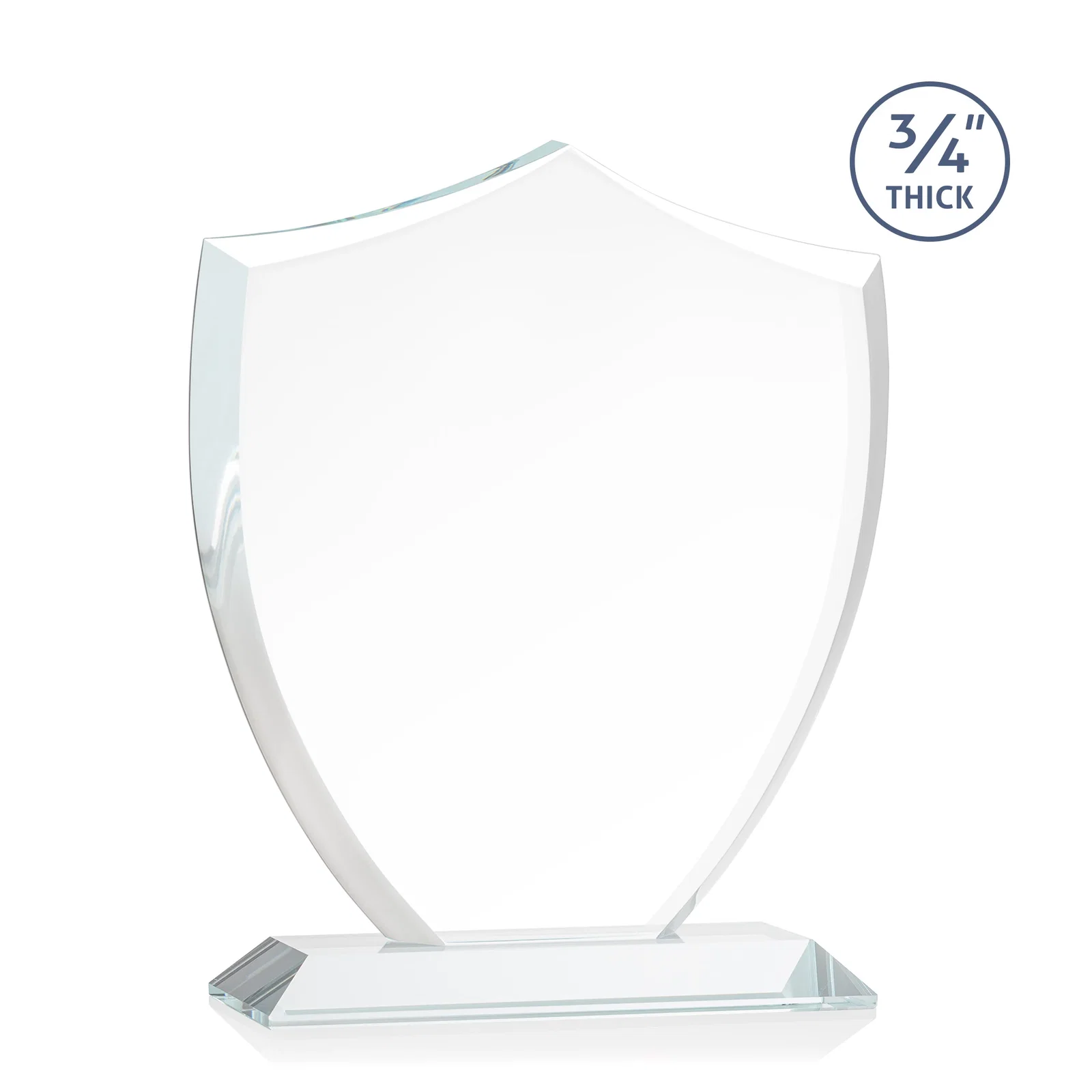 Promotional Starfire Crystal Shield Award on Mitered Base, wood awards, with your logo for dealer and partner awards