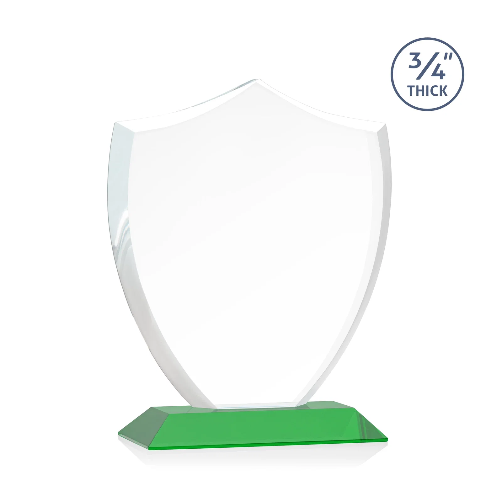 Branded Starfire Crystal Shield Award on Mitered Base, wood awards, with your logo for sales achievement awards