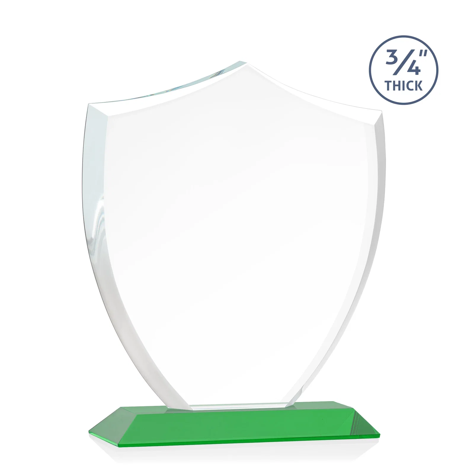 Branded Starfire Crystal Shield Award on Mitered Base, wood awards, with your logo for retirement presentations