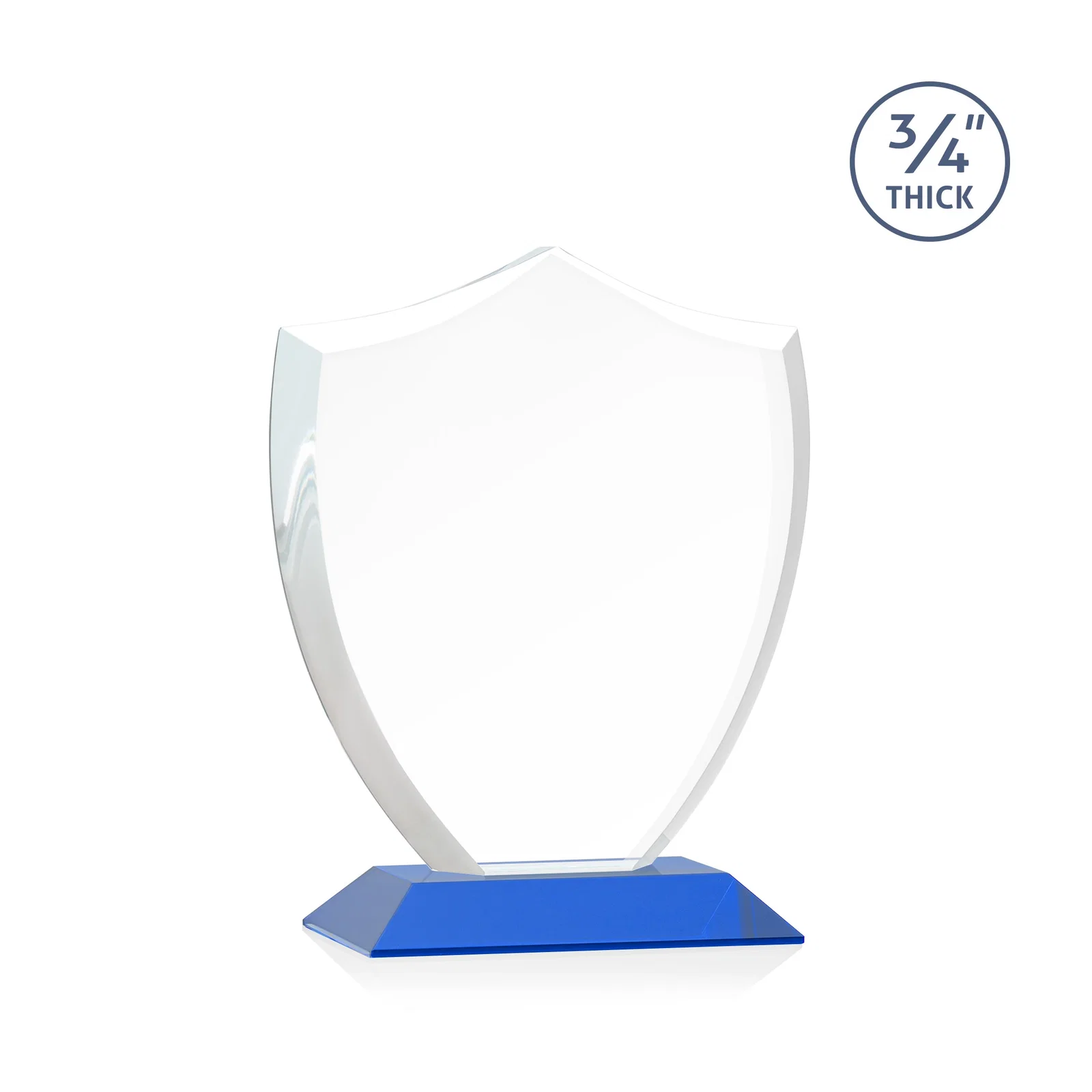 Branded Starfire Crystal Shield Award on Mitered Base, wood awards, with your logo for team milestone celebrations