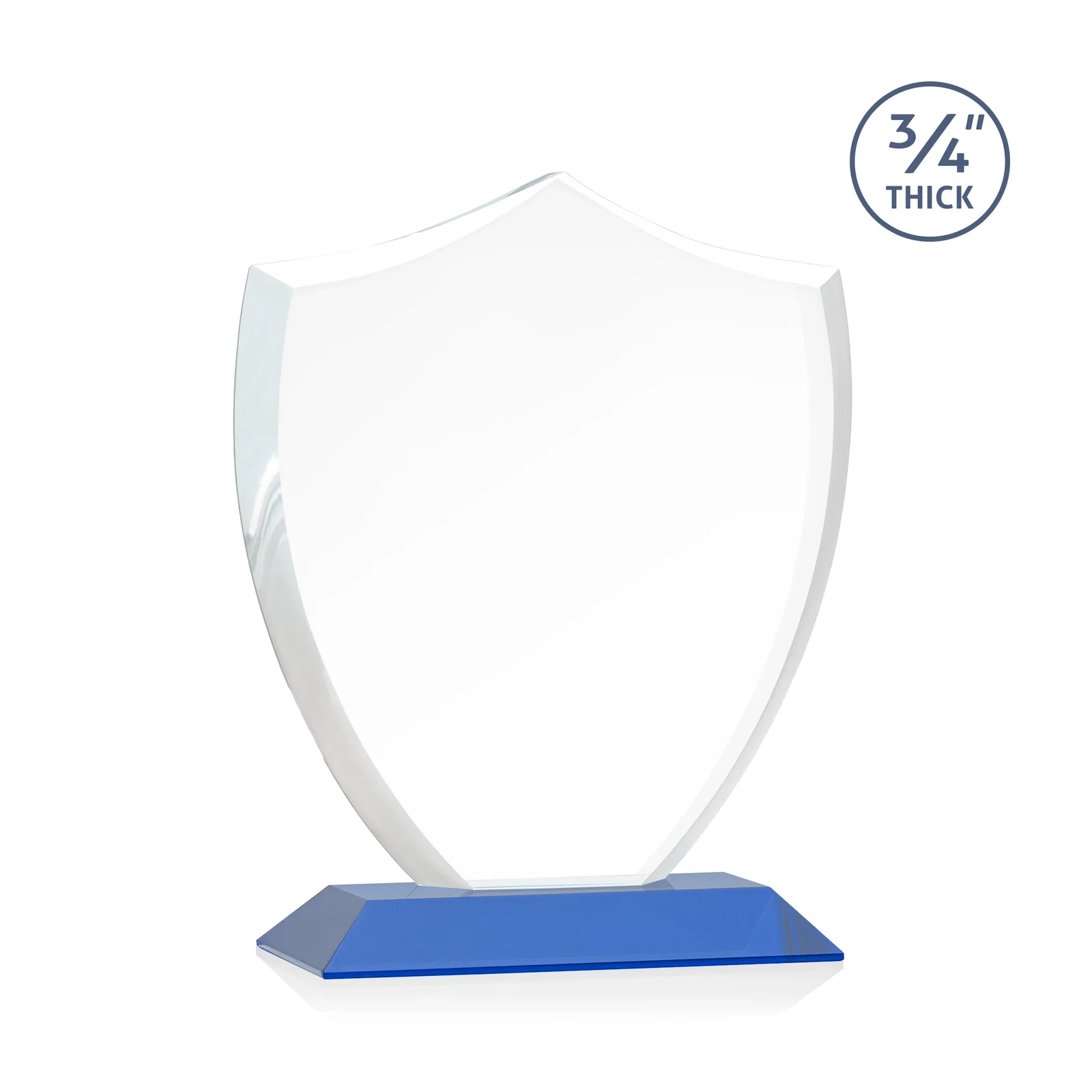 Branded Starfire Crystal Shield Award on Mitered Base, wood awards, with your logo for donor appreciation