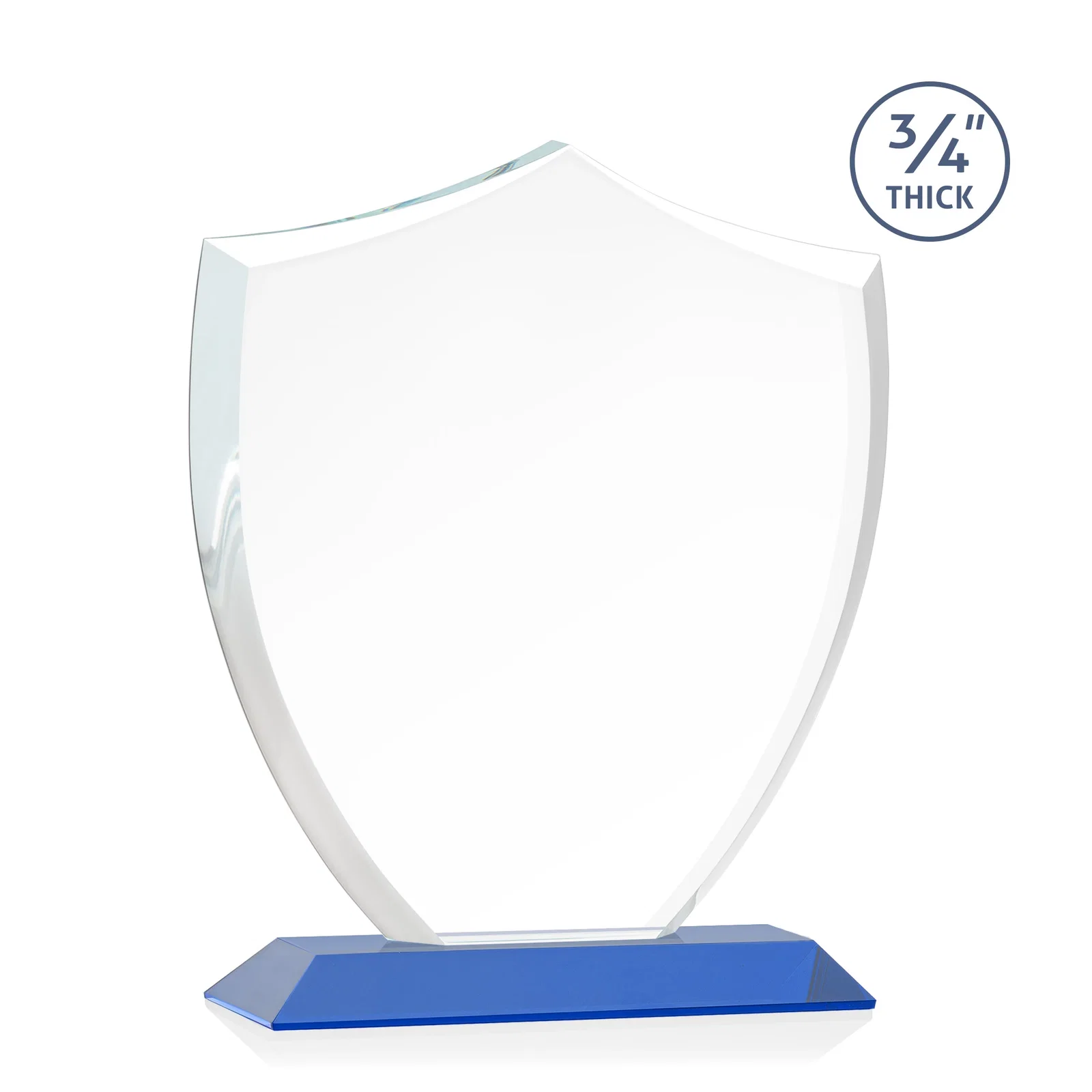Branded Starfire Crystal Shield Award on Mitered Base, wood awards, with your logo for graduation ceremonies