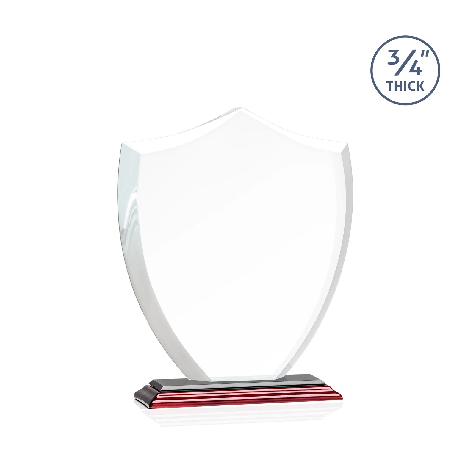 Branded Starfire Crystal Shield Award on Mitered Base, wood awards, with your logo for safety achievement programs
