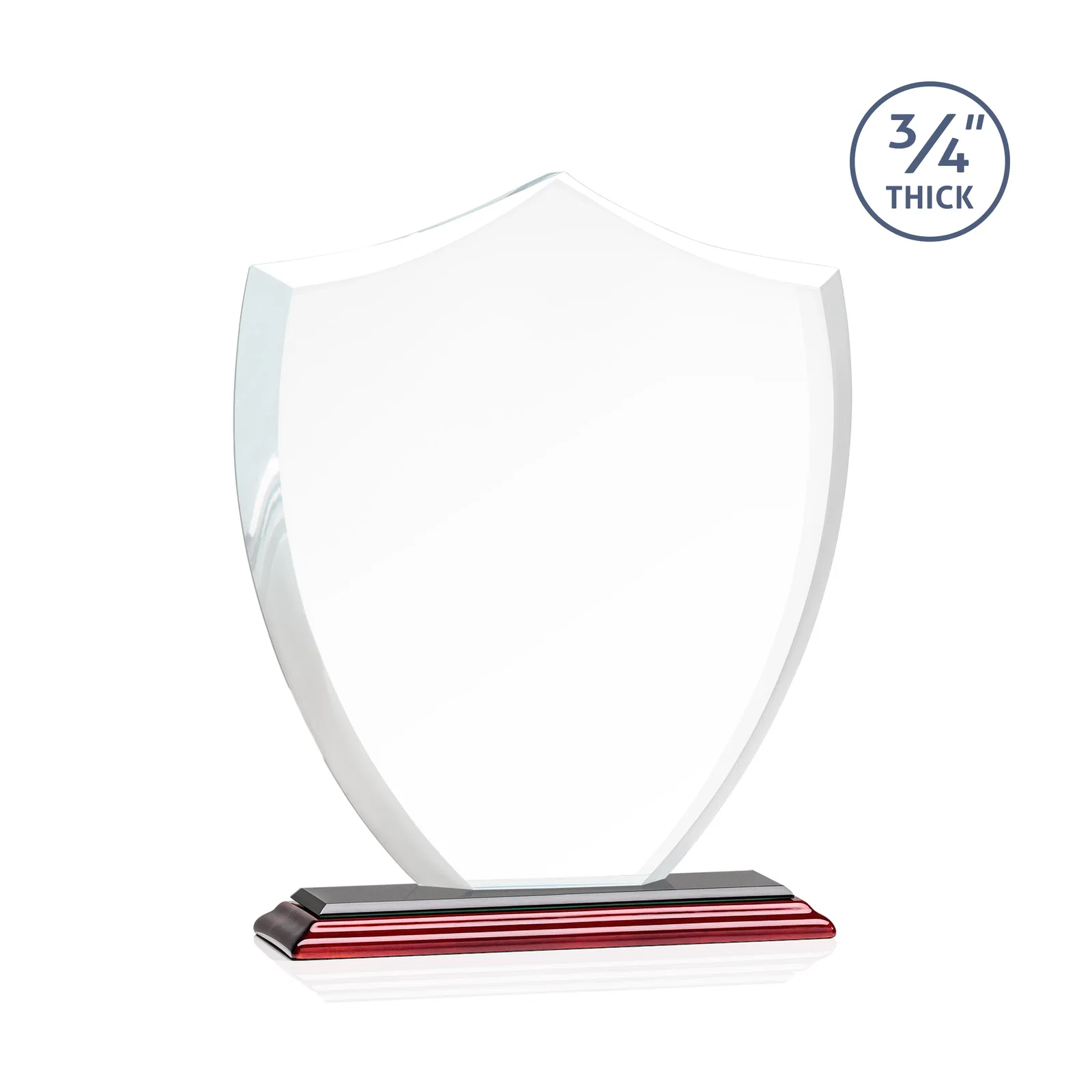 Branded Starfire Crystal Shield Award on Mitered Base, wood awards, with your logo for volunteer appreciation