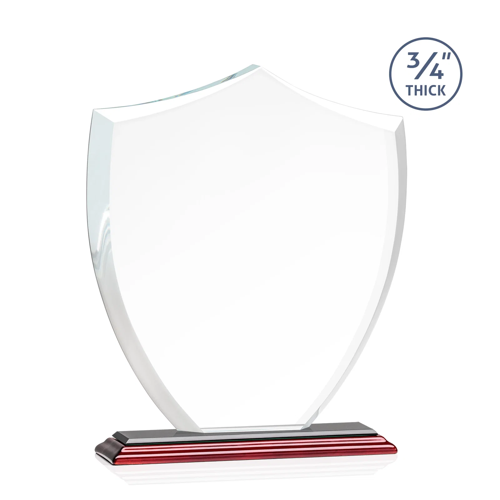 Branded Starfire Crystal Shield Award on Mitered Base, wood awards, with your logo for dealer and partner awards