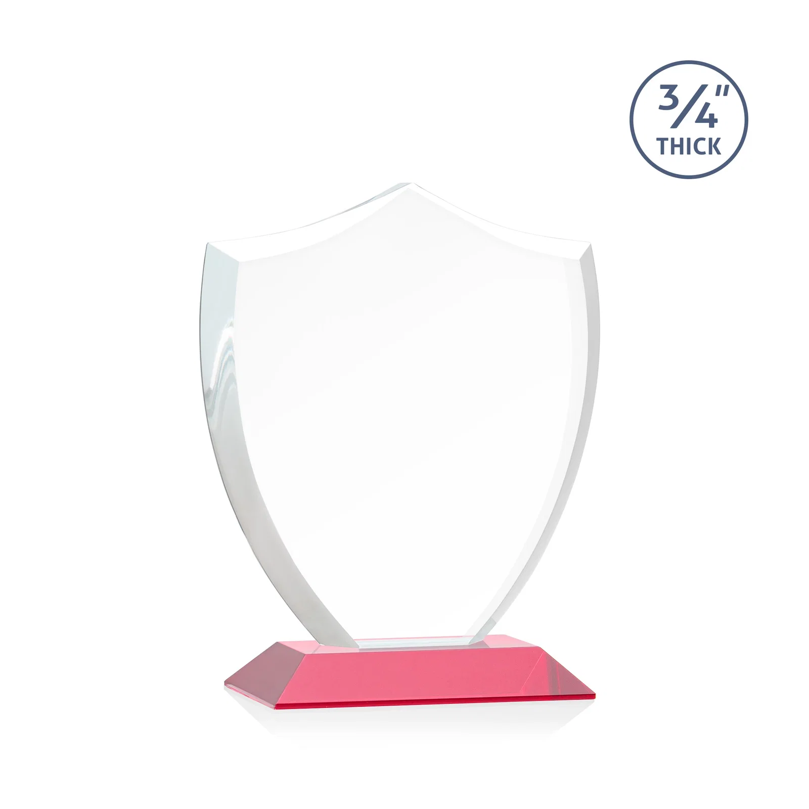 Branded Starfire Crystal Shield Award on Mitered Base, wood awards, with your logo for company anniversary events
