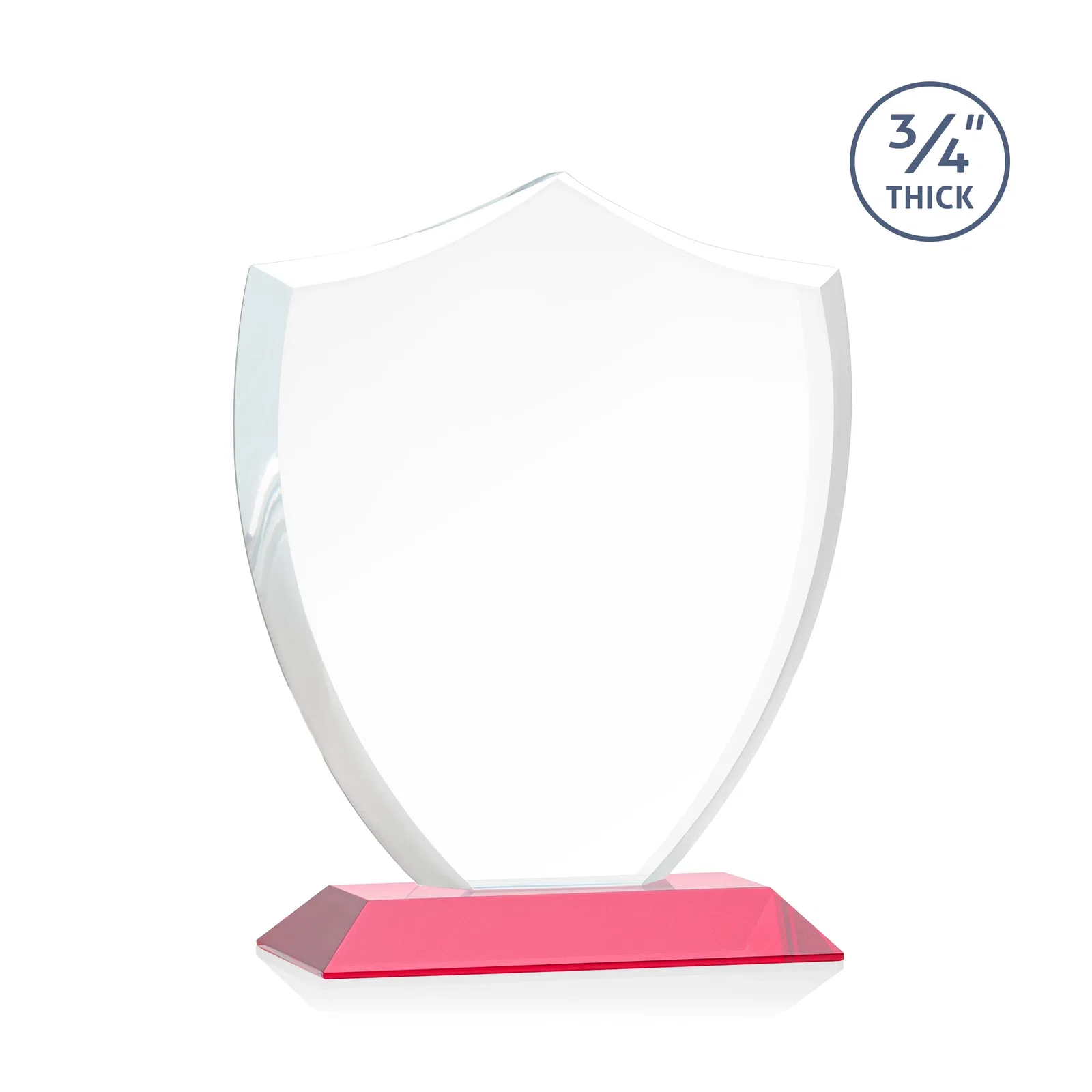 Custom printed Starfire Crystal Shield Award on Mitered Base, wood awards, with your logo for employee recognition