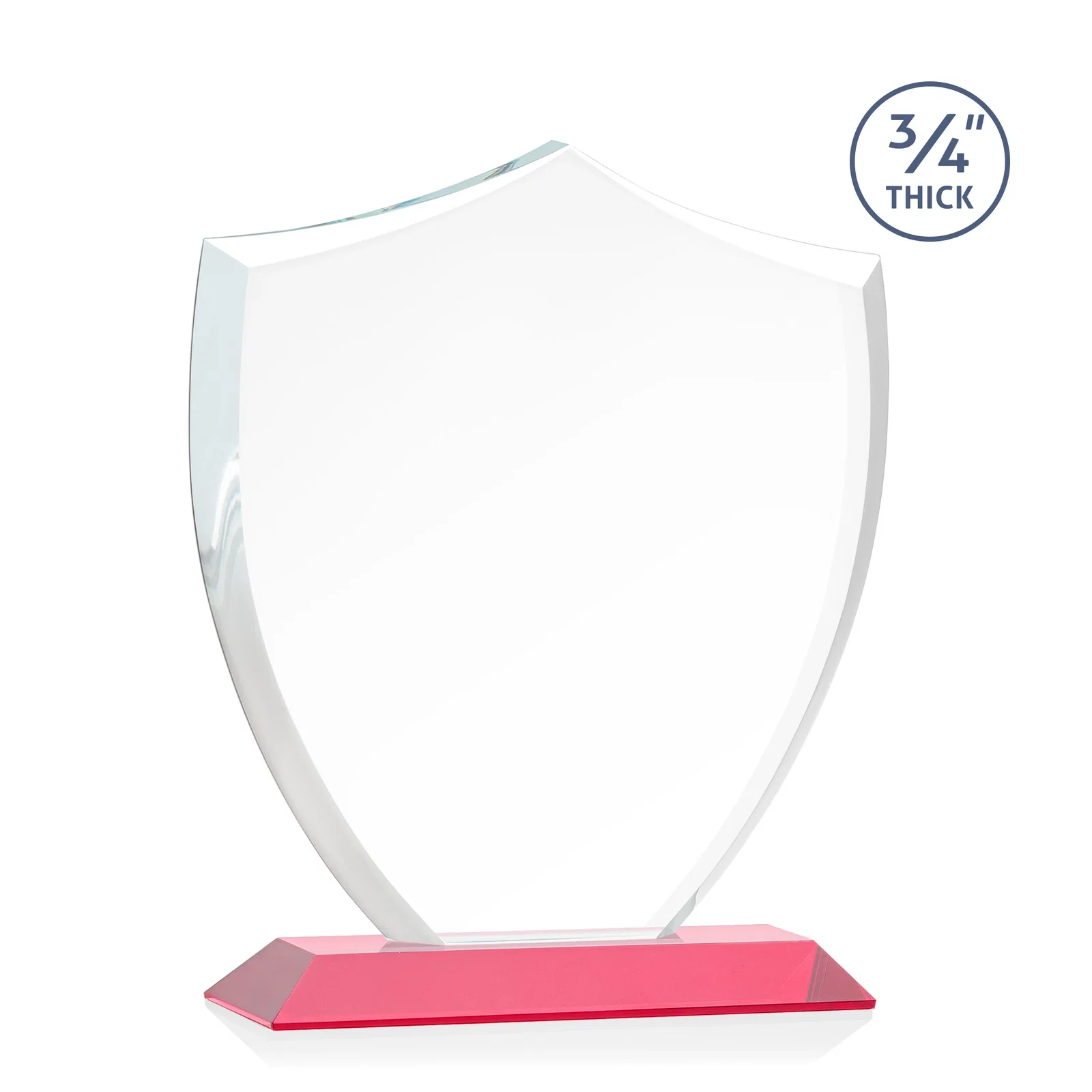 Custom printed Starfire Crystal Shield Award on Mitered Base, wood awards, with your logo for corporate award ceremonies