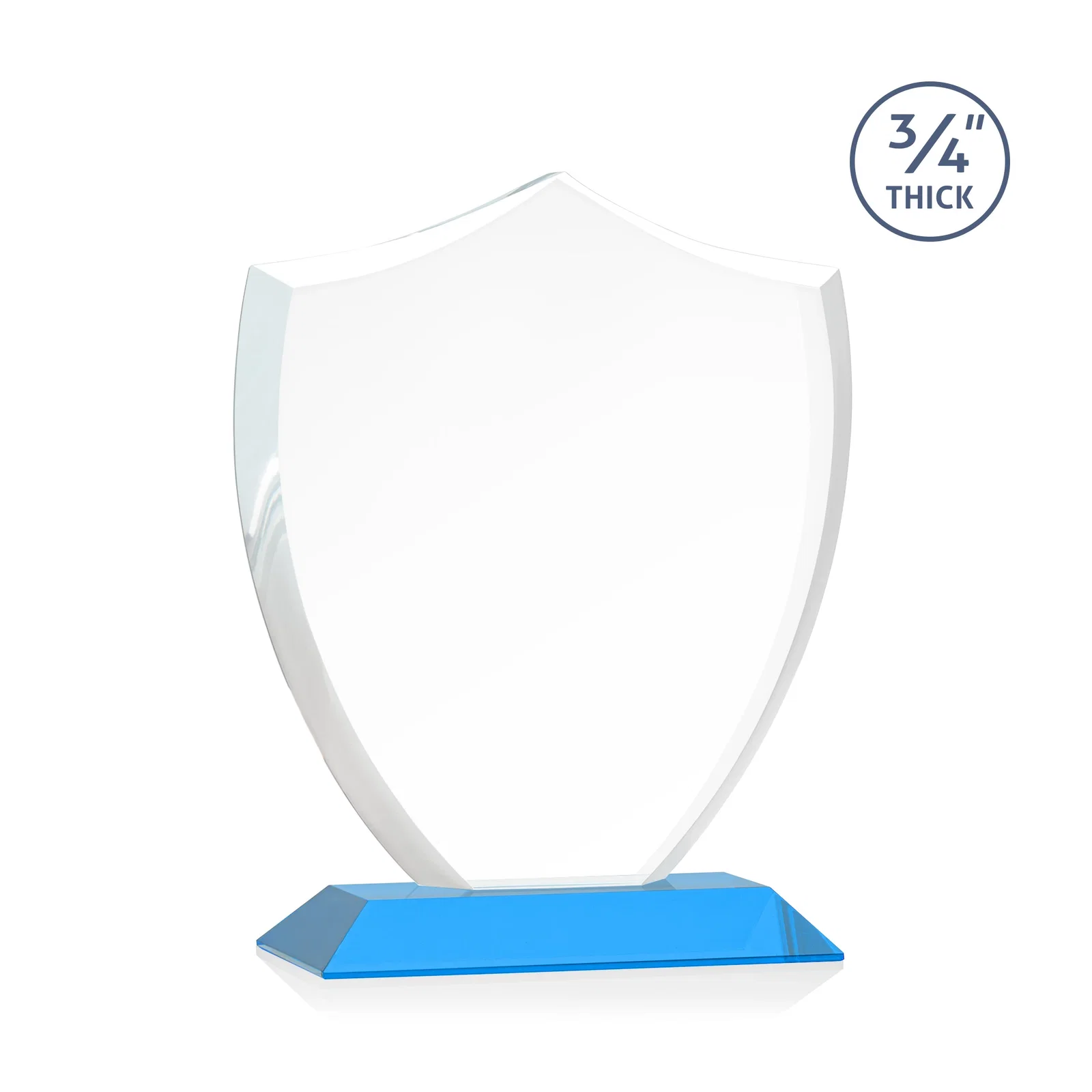 Custom printed Starfire Crystal Shield Award on Mitered Base, wood awards, with your logo for sales achievement awards