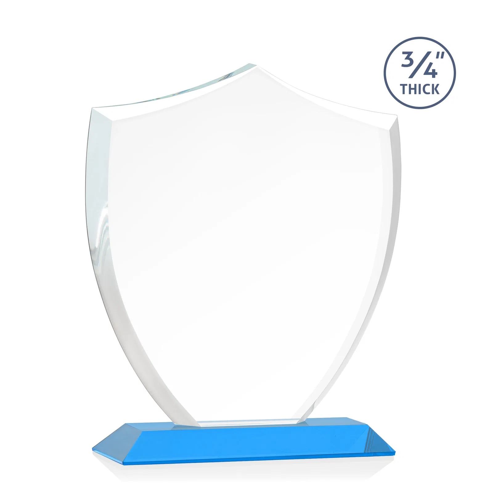 Custom printed Starfire Crystal Shield Award on Mitered Base, wood awards, with your logo for retirement presentations