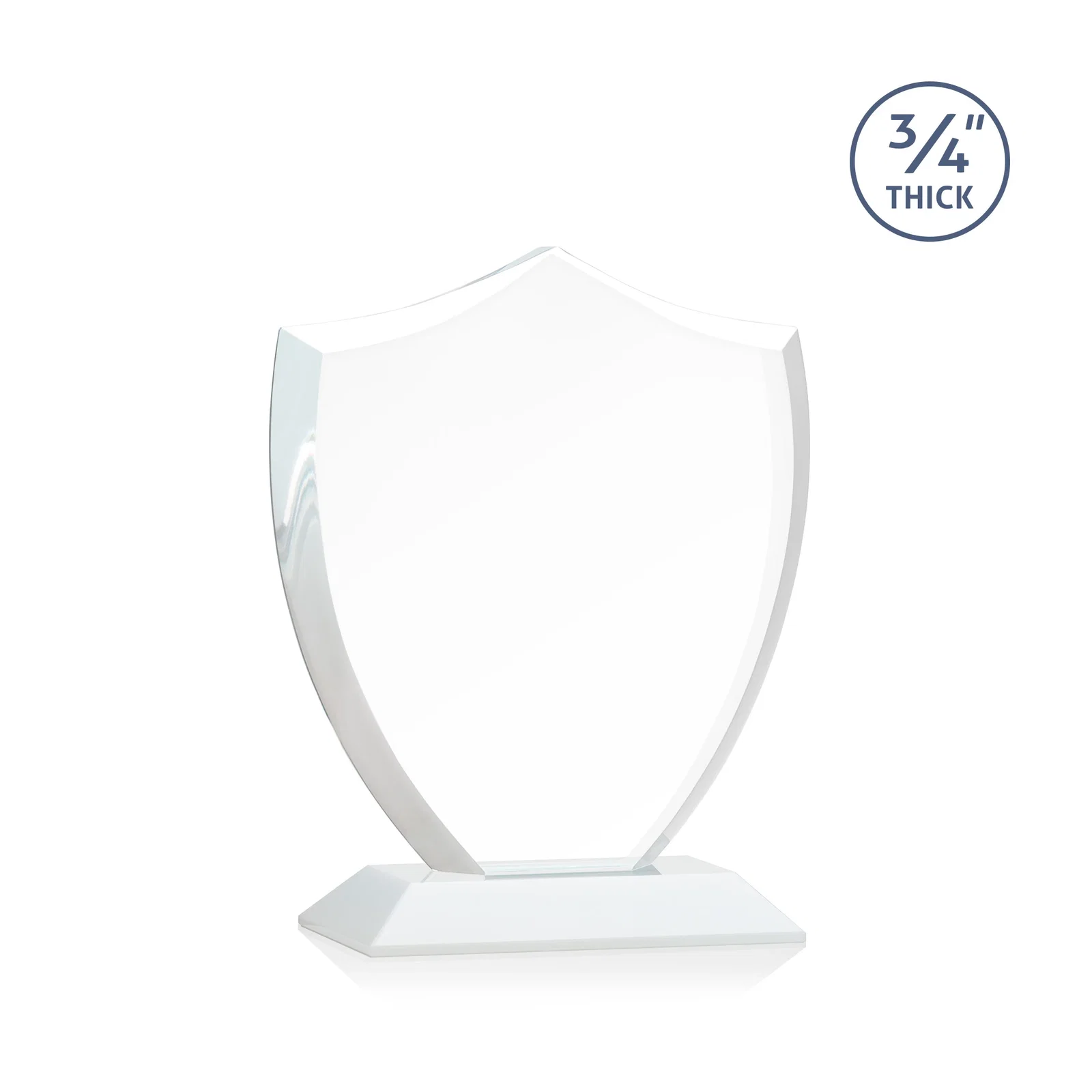 Custom printed Starfire Crystal Shield Award on Mitered Base, wood awards, with your logo for team milestone celebrations