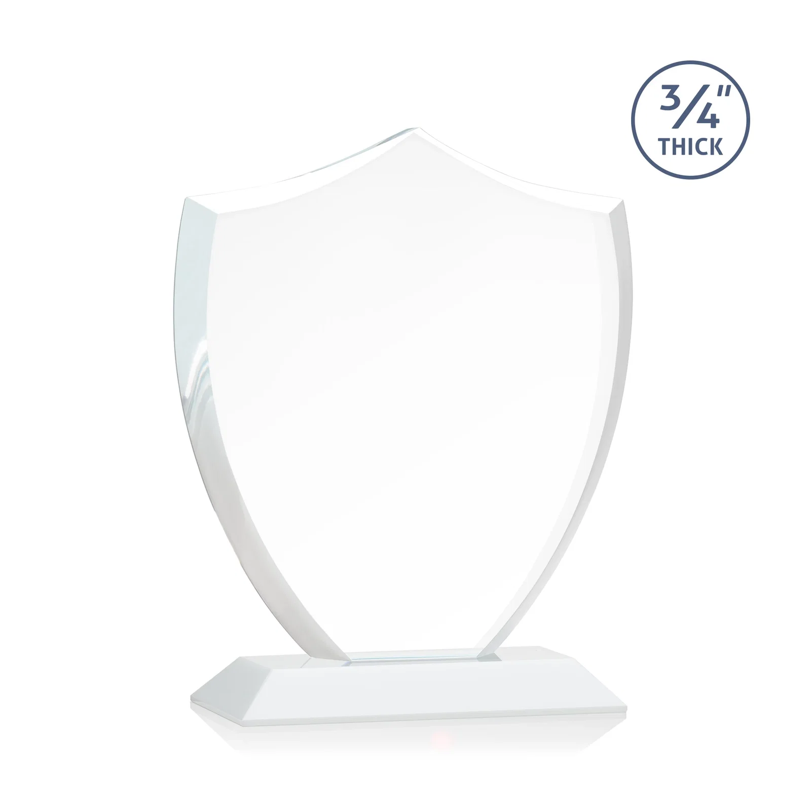 Custom printed Starfire Crystal Shield Award on Mitered Base, wood awards, with your logo for donor appreciation